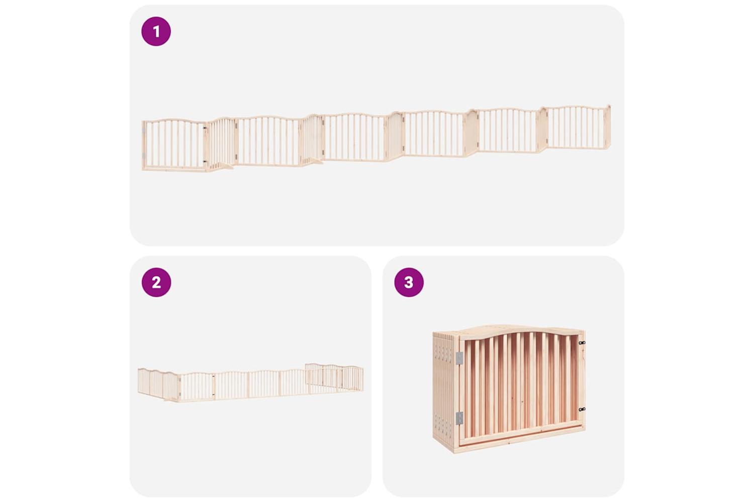 Vidaxl Dog Gate With Door Foldable 12 Panels 960 Cm Poplar Wood-6