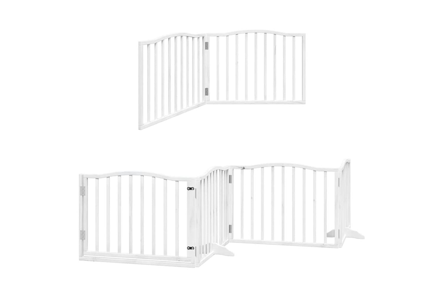 Vidaxl Dog Gate With Door Foldable 10 Panels White 800 Cm Poplar Wood-3