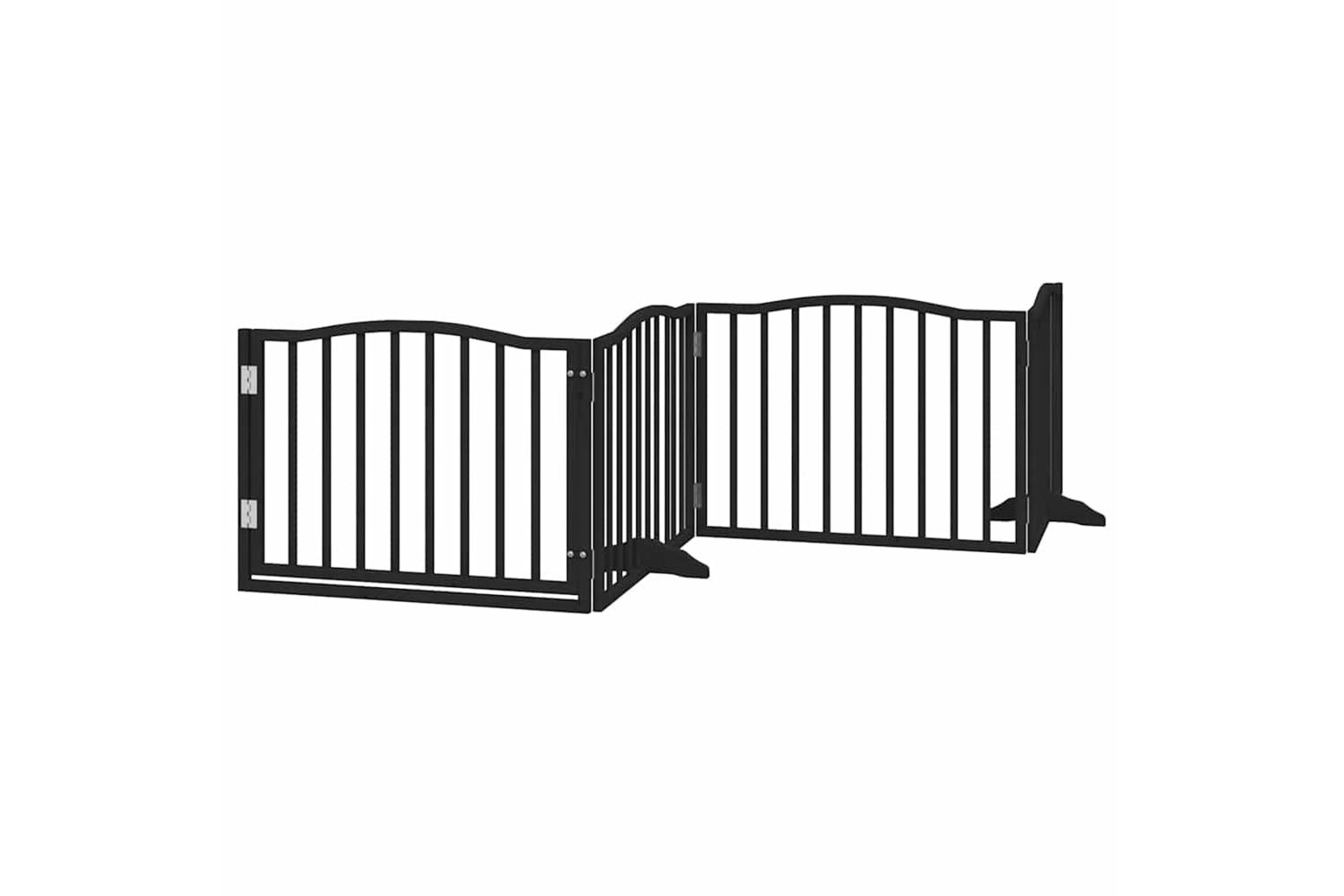 Vidaxl Dog Gate With Door Foldable 6 Panels Black 480 Cm Poplar Wood-4