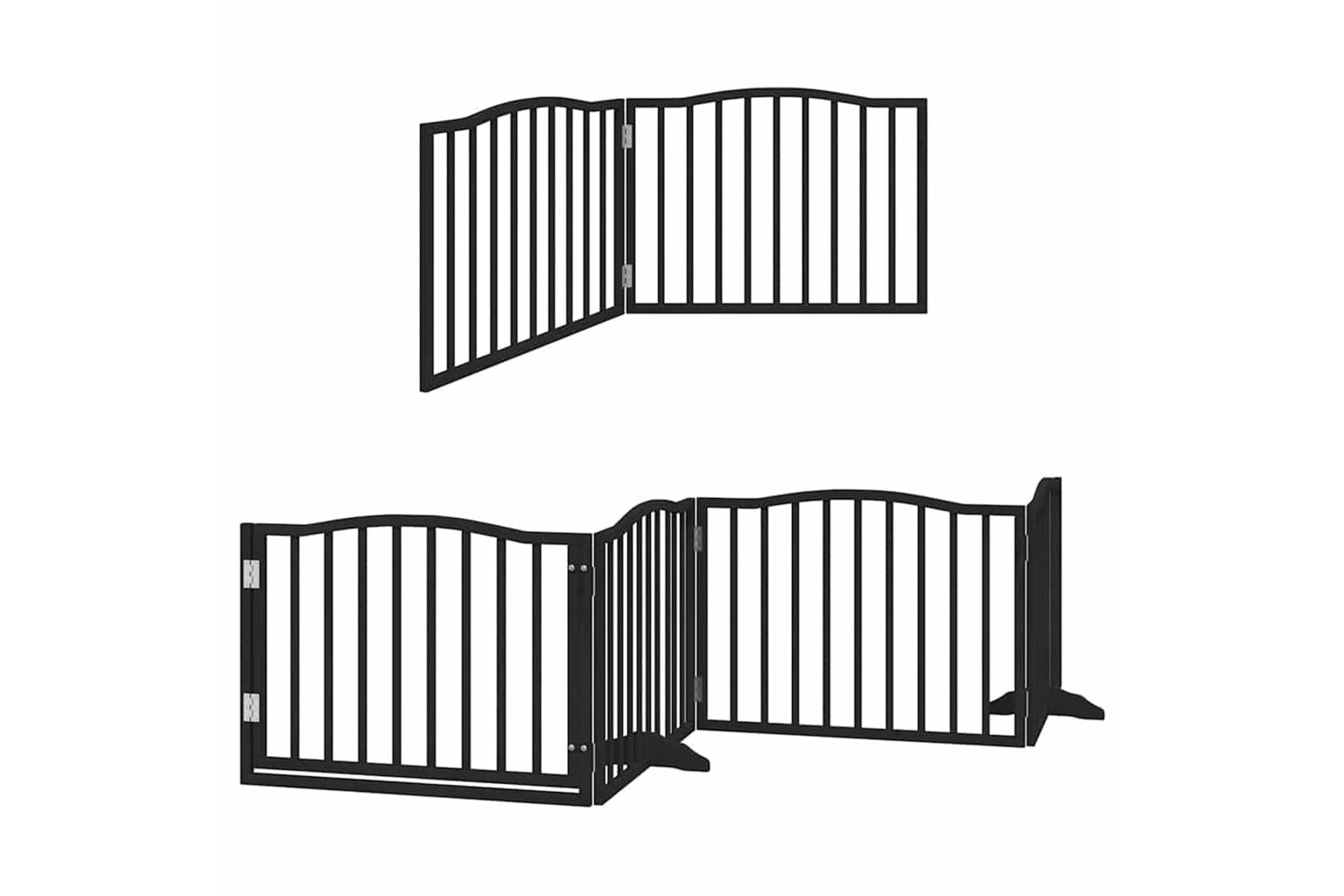 Vidaxl Dog Gate With Door Foldable 10 Panels Black 800 Cm Poplar Wood-3