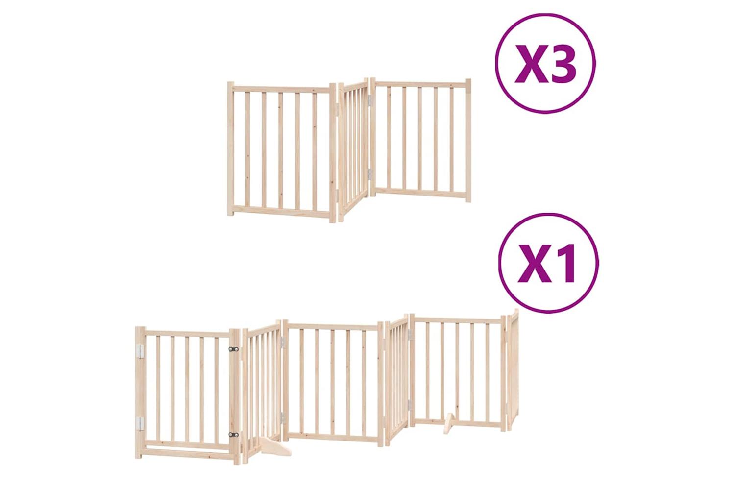 Vidaxl Dog Gate With Door Foldable 15 Panels 750 Cm Poplar Wood