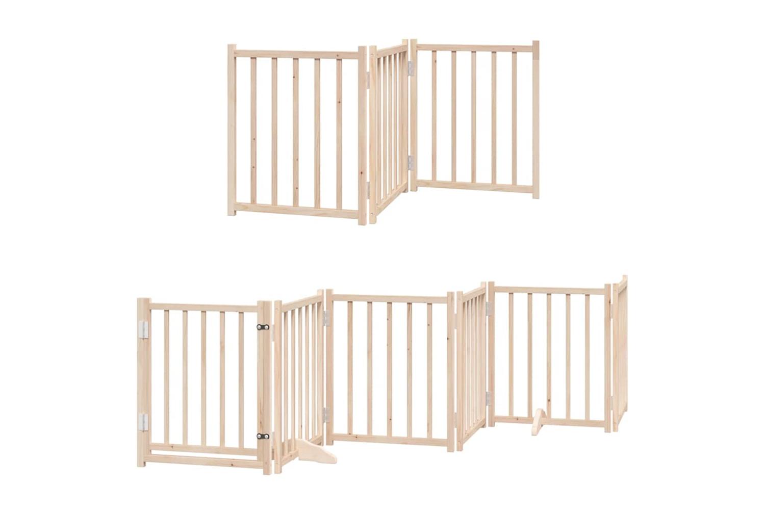 Vidaxl Dog Gate With Door Foldable 15 Panels 750 Cm Poplar Wood-3