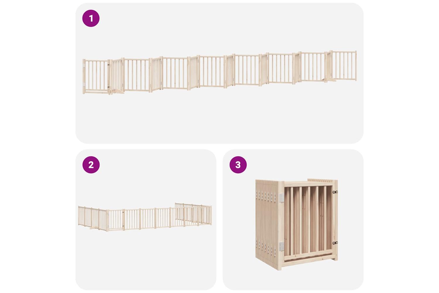 Vidaxl Dog Gate With Door Foldable 15 Panels 750 Cm Poplar Wood-6