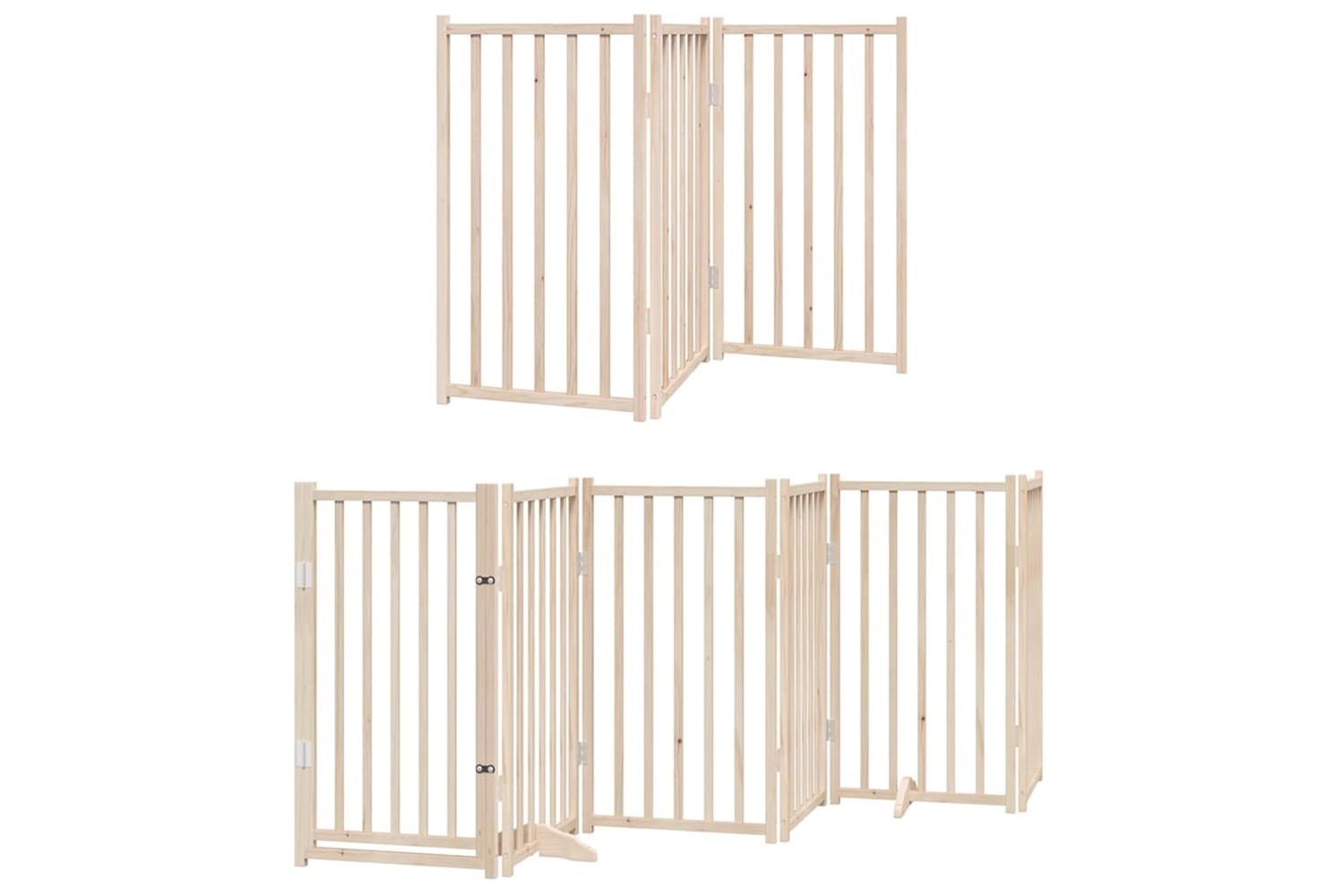 Vidaxl Dog Gate With Door Foldable 12 Panels 600 Cm Poplar Wood-3