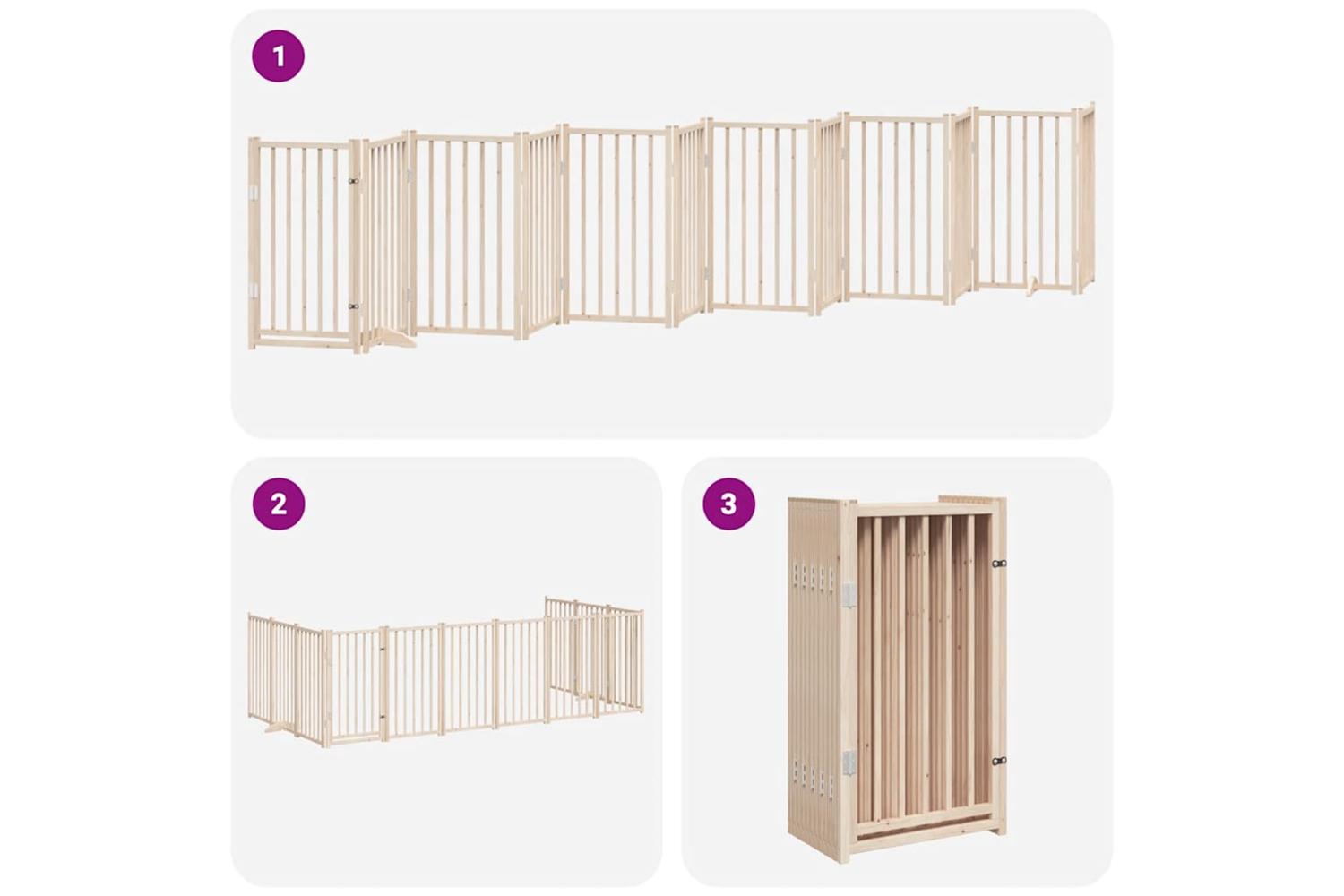 Vidaxl Dog Gate With Door Foldable 12 Panels 600 Cm Poplar Wood-6