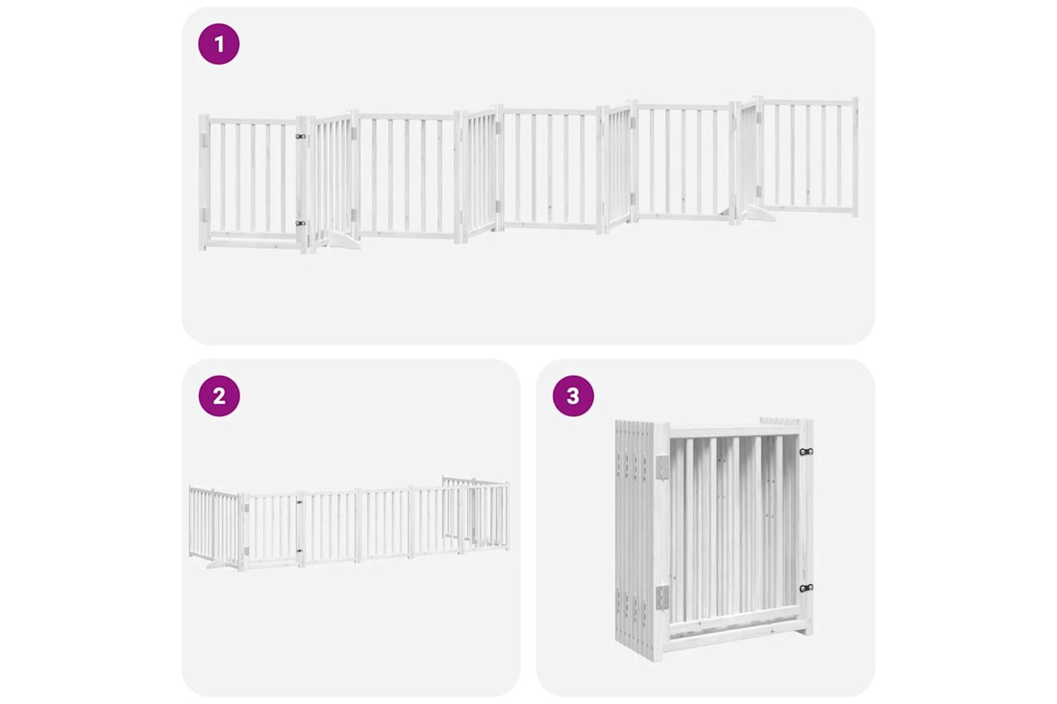 Vidaxl Dog Gate With Door Foldable 9 Panels White 450 Cm Poplar Wood-6
