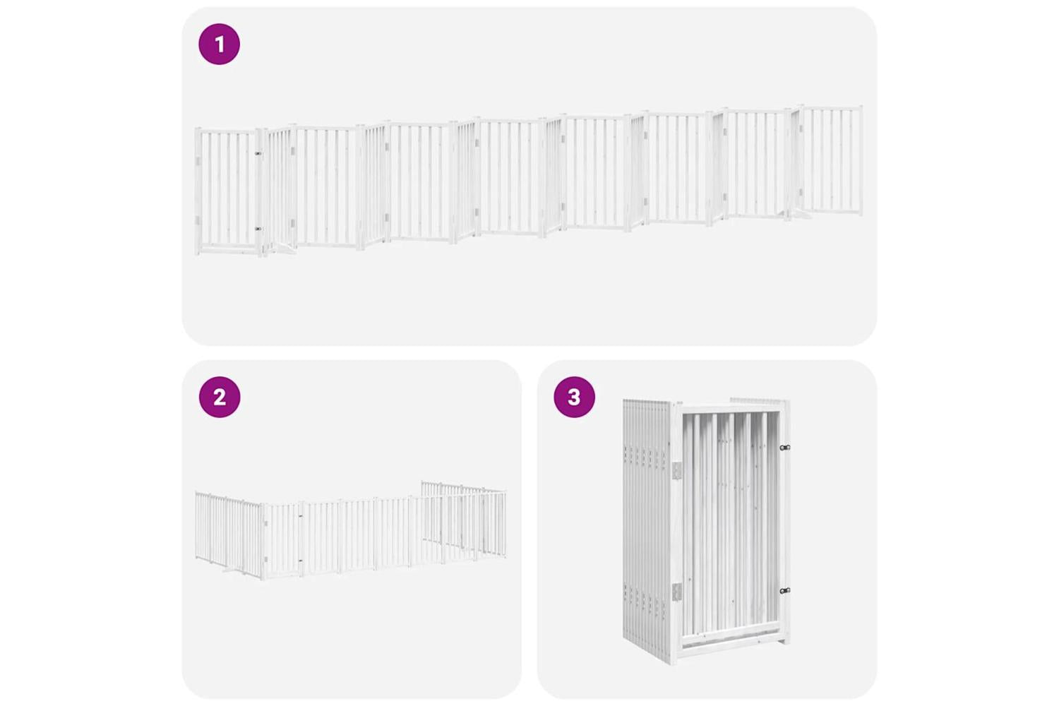 Vidaxl Dog Gate With Door Foldable 15 Panels White 750 Cm Poplar Wood-6
