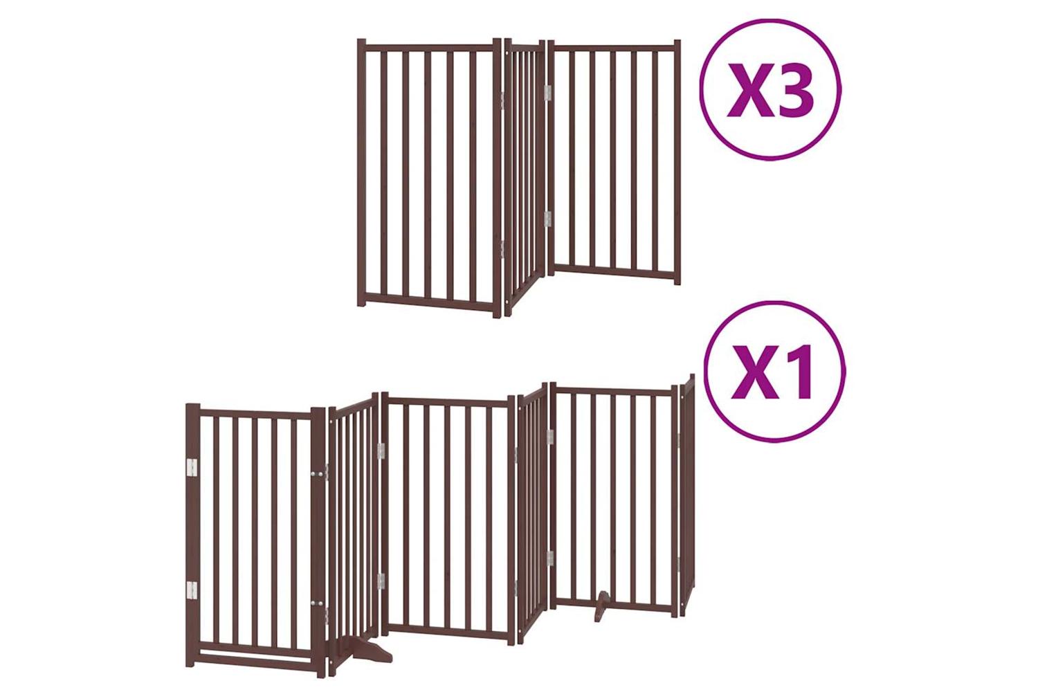 Vidaxl Dog Gate With Door Foldable 15 Panels Brown 750 Cm Poplar Wood-2