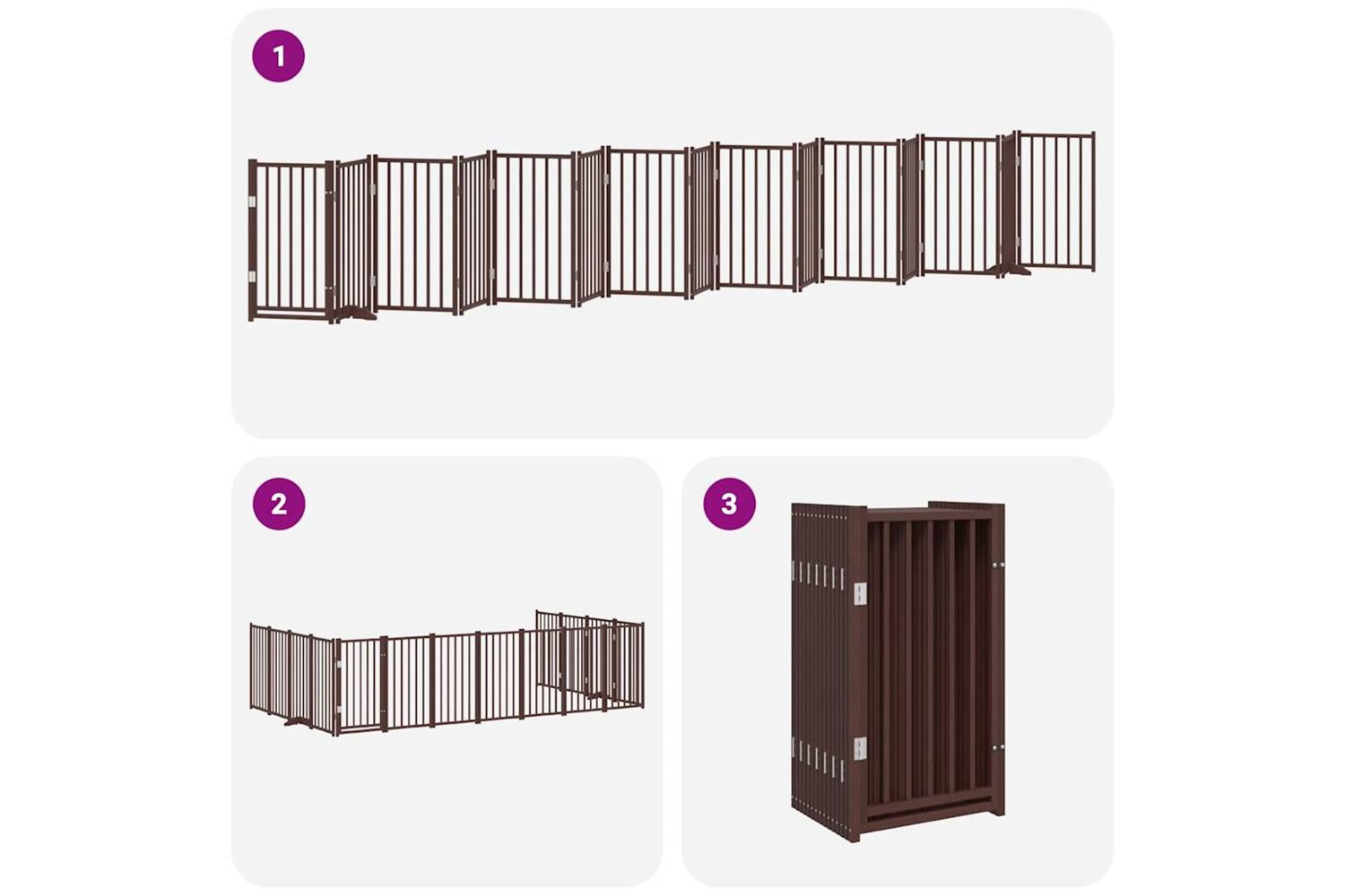 Vidaxl Dog Gate With Door Foldable 15 Panels Brown 750 Cm Poplar Wood-5