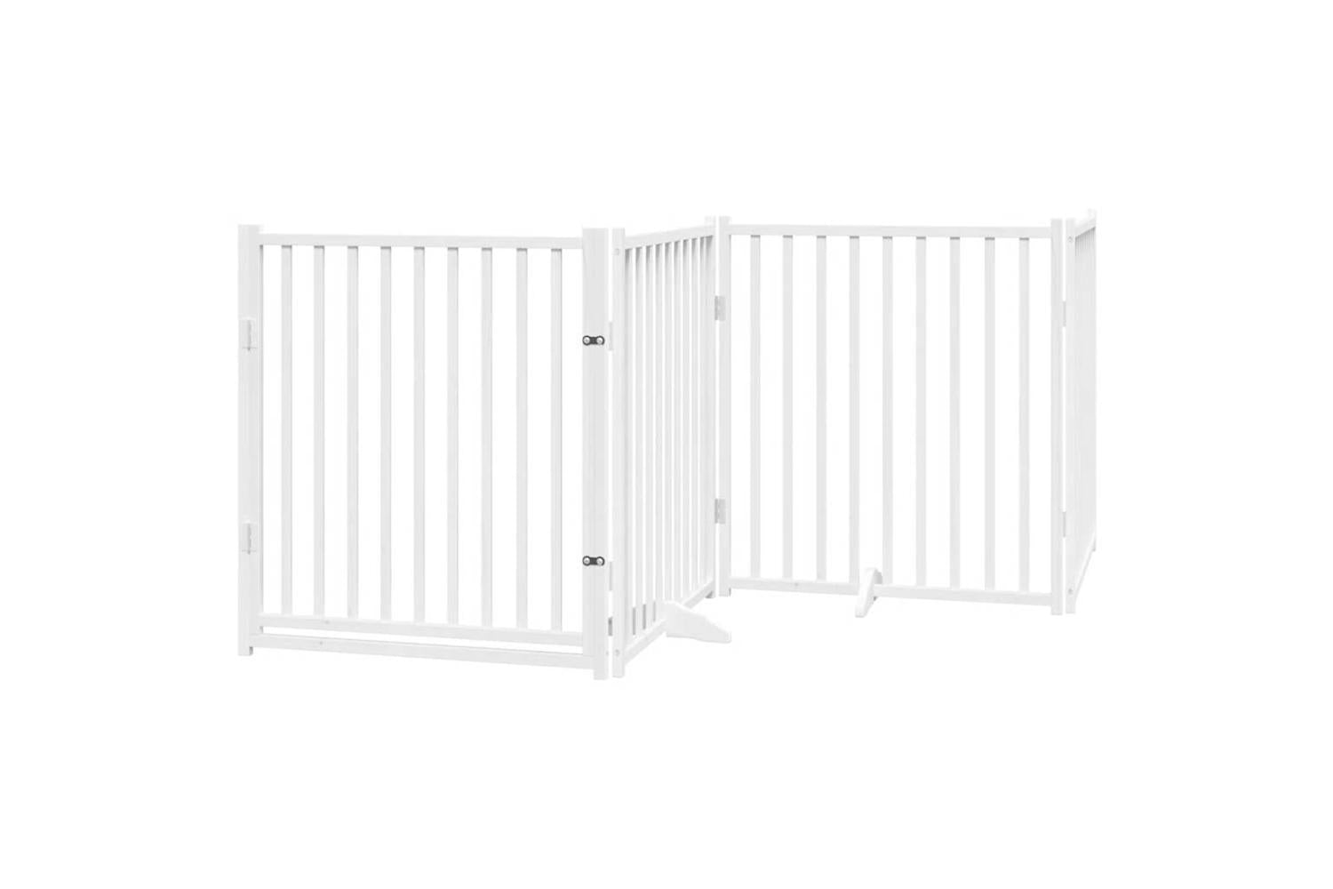 Vidaxl Dog Gate With Door Foldable 8 Panels White 640 Cm Poplar Wood-3