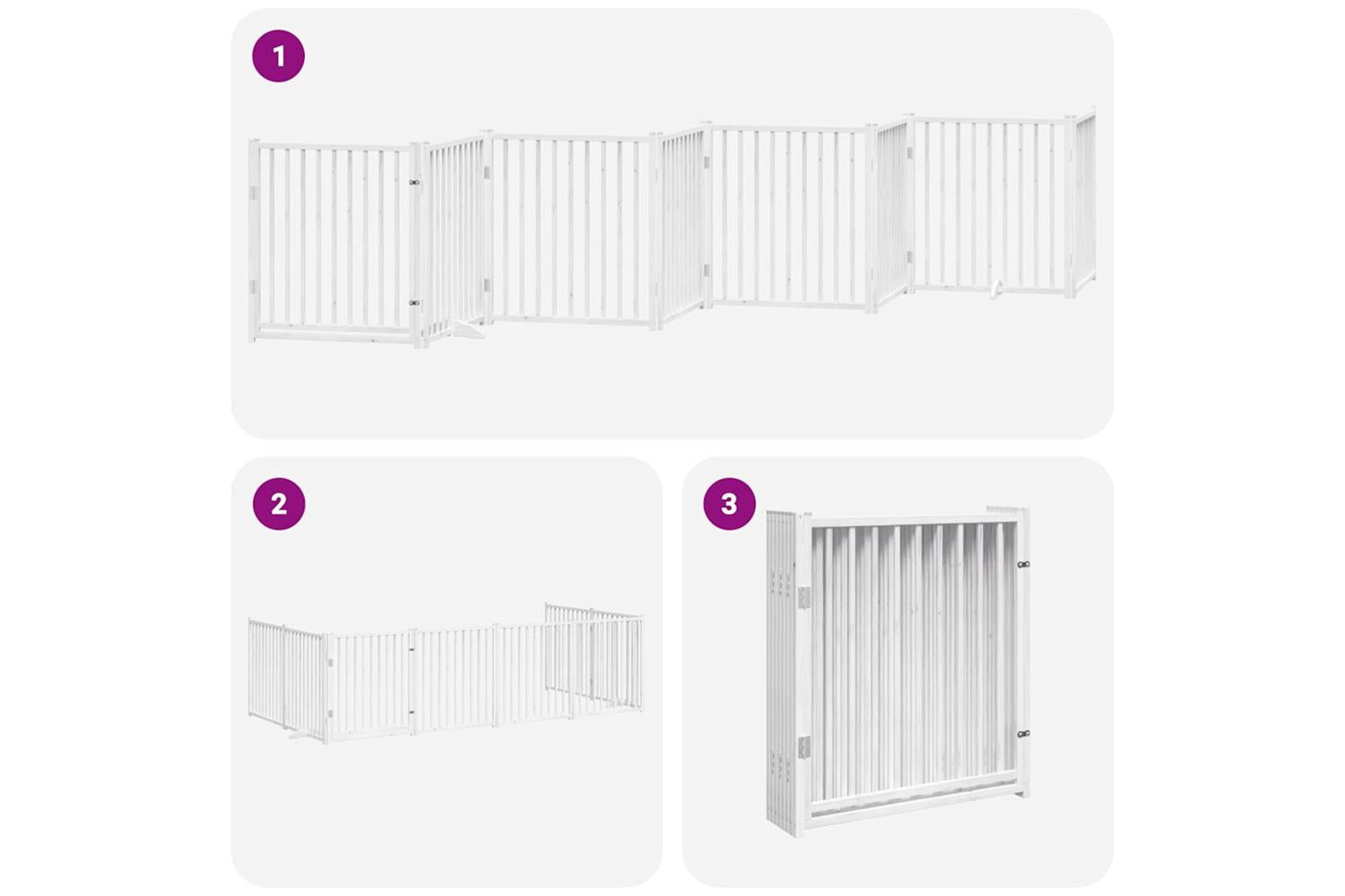 Vidaxl Dog Gate With Door Foldable 8 Panels White 640 Cm Poplar Wood-5