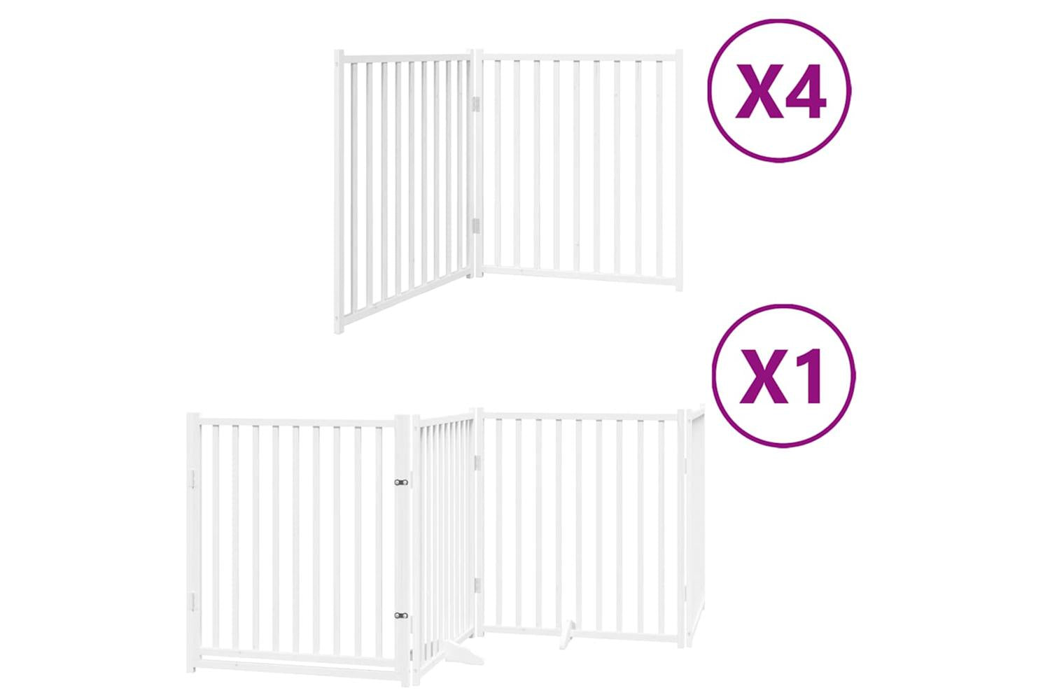 Vidaxl Dog Gate With Door Foldable 12 Panels White 960 Cm Poplar Wood