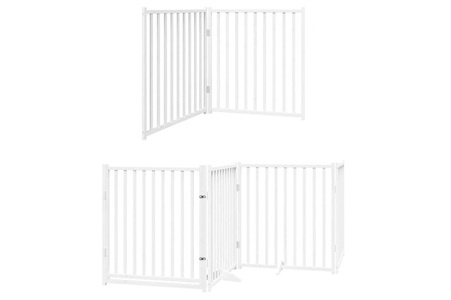 Vidaxl Dog Gate With Door Foldable 12 Panels White 960 Cm Poplar Wood-3