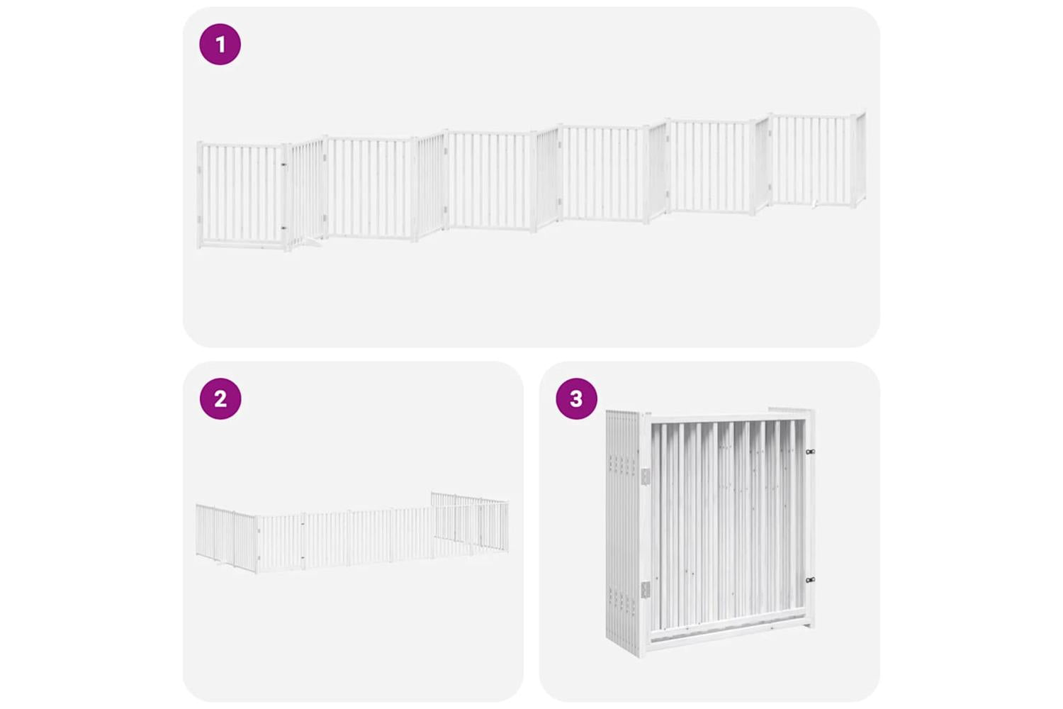 Vidaxl Dog Gate With Door Foldable 12 Panels White 960 Cm Poplar Wood-6