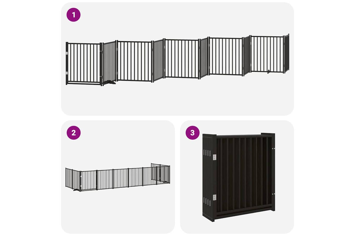 Vidaxl Dog Gate With Door Foldable 10 Panels Black 800 Cm Poplar Wood-6