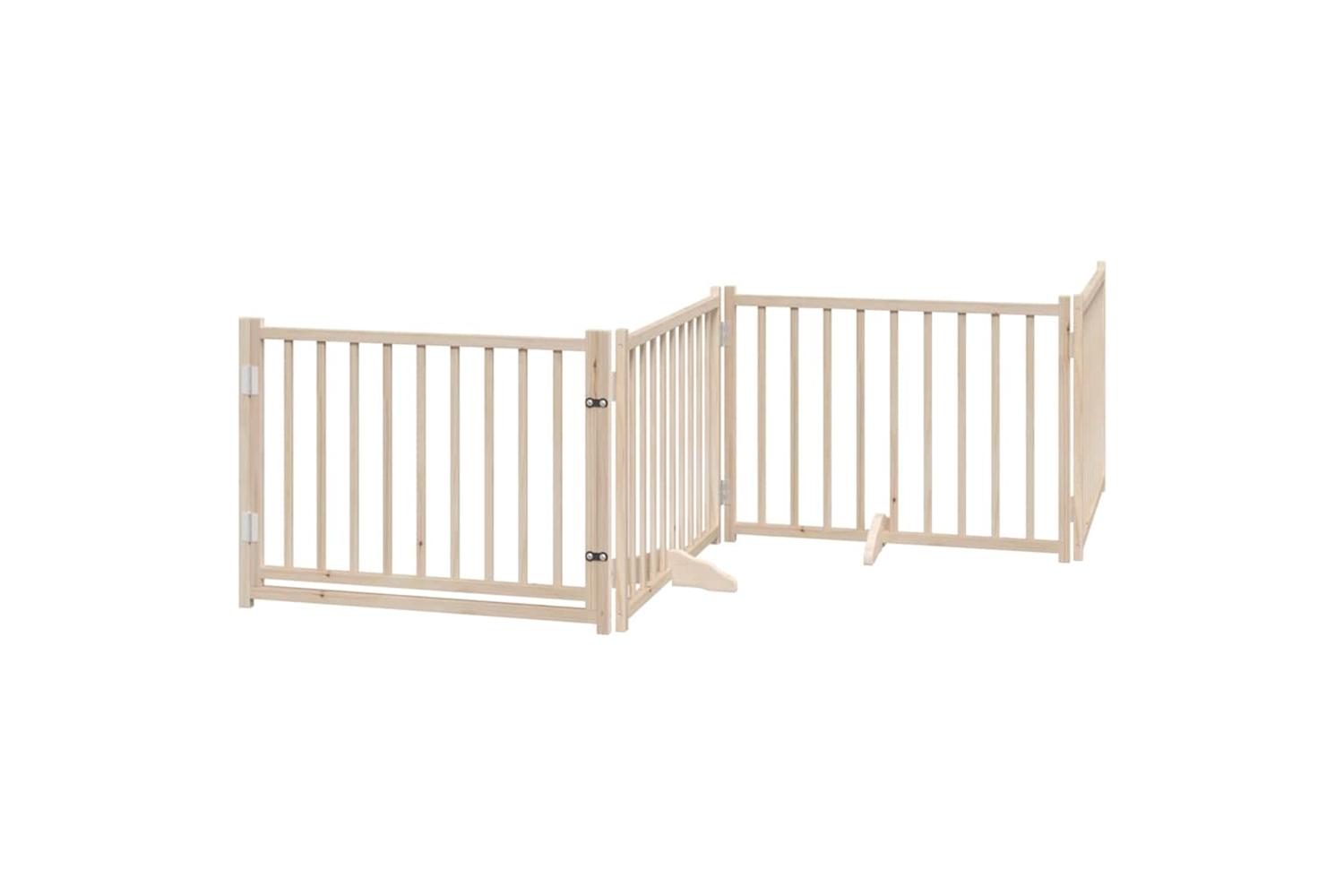 Vidaxl Dog Gate With Door Foldable 8 Panels 640 Cm Poplar Wood-4