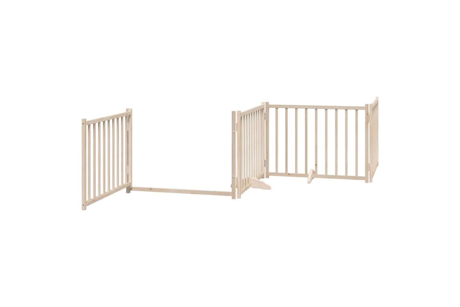 Vidaxl Dog Gate With Door Foldable 8 Panels 640 Cm Poplar Wood-5