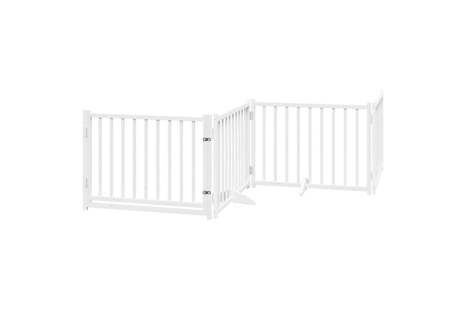 Vidaxl Dog Gate With Door Foldable 6 Panels White 480 Cm Poplar Wood-4