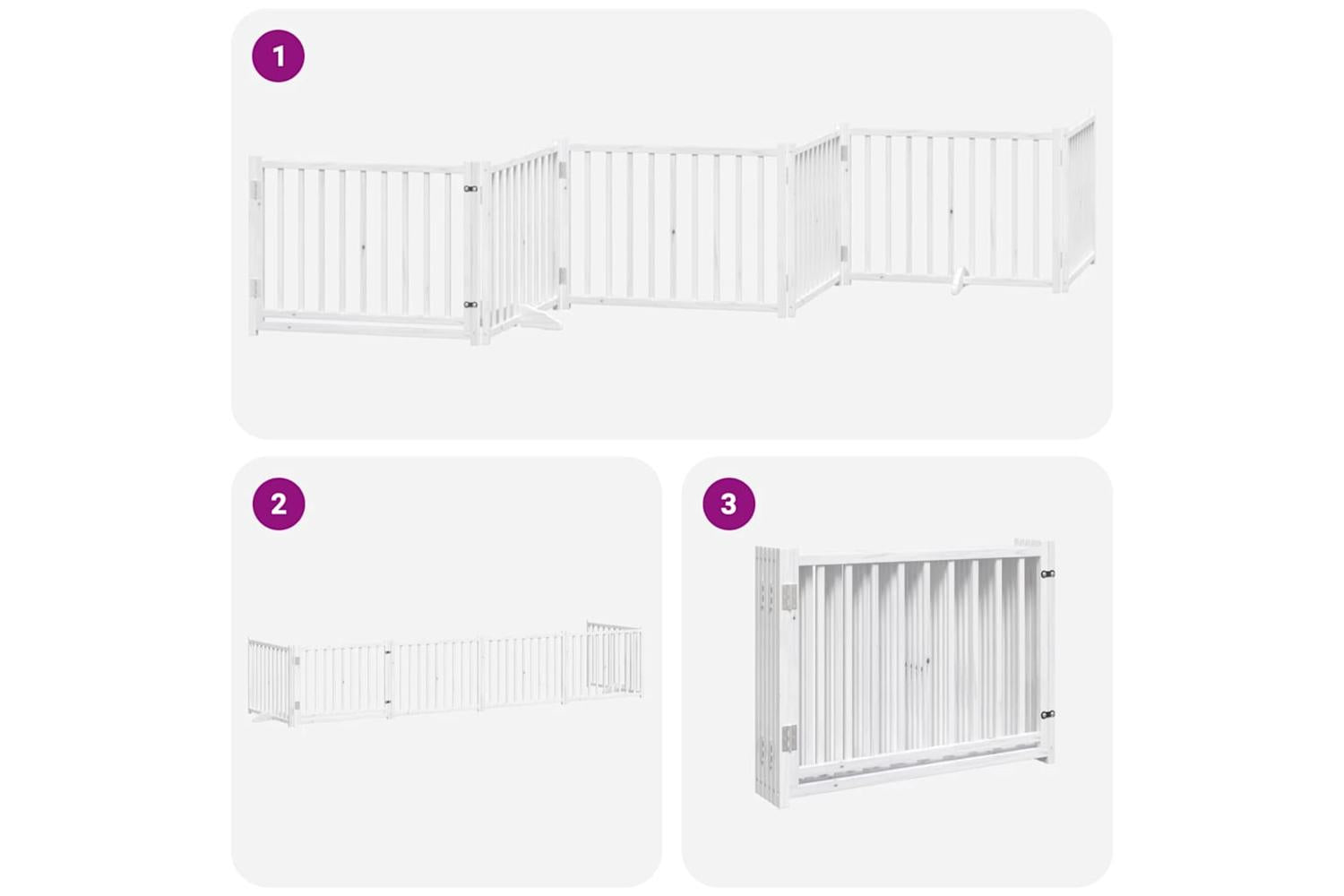 Vidaxl Dog Gate With Door Foldable 6 Panels White 480 Cm Poplar Wood-6