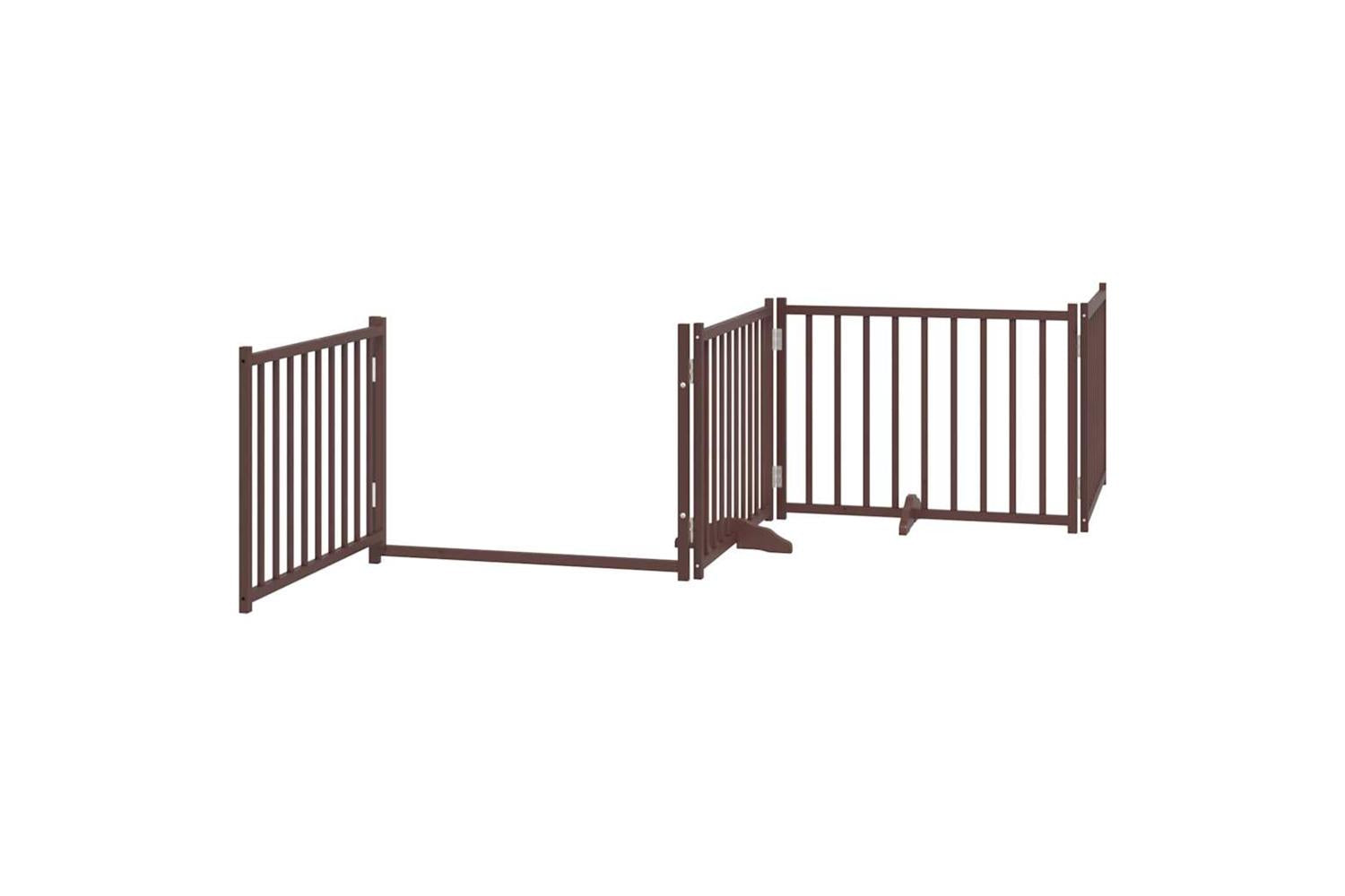Vidaxl Dog Gate With Door Foldable 12 Panels Brown 960 Cm Poplar Wood-4