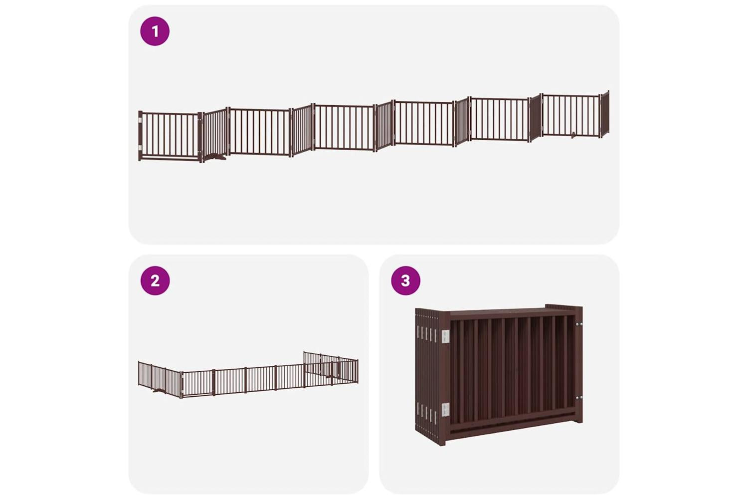 Vidaxl Dog Gate With Door Foldable 12 Panels Brown 960 Cm Poplar Wood-5