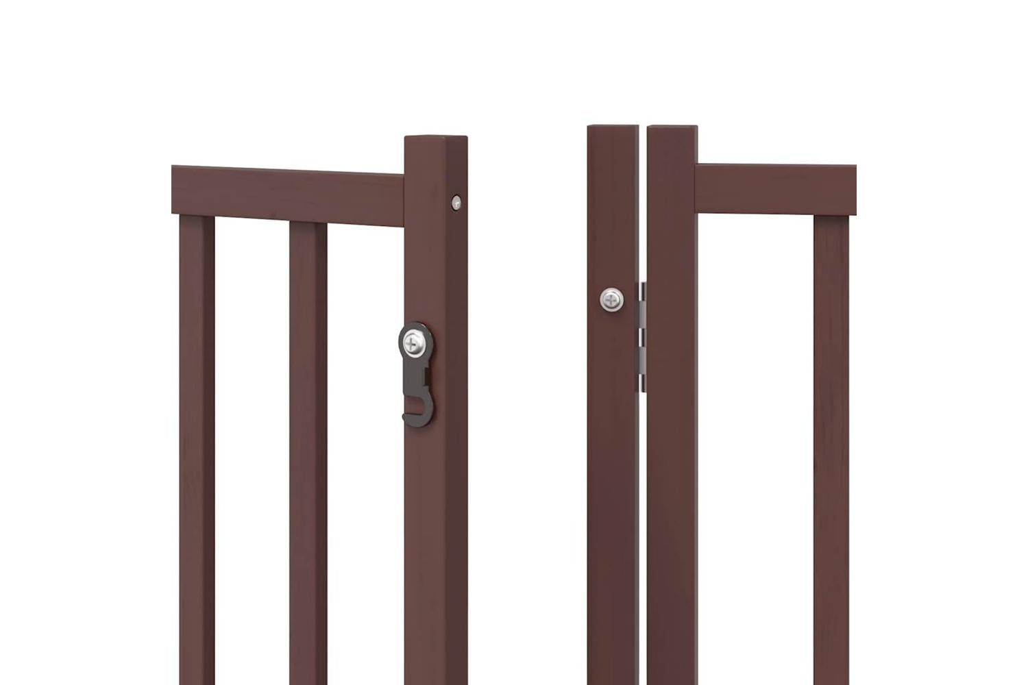 Vidaxl Dog Gate With Door Foldable 12 Panels Brown 960 Cm Poplar Wood-9