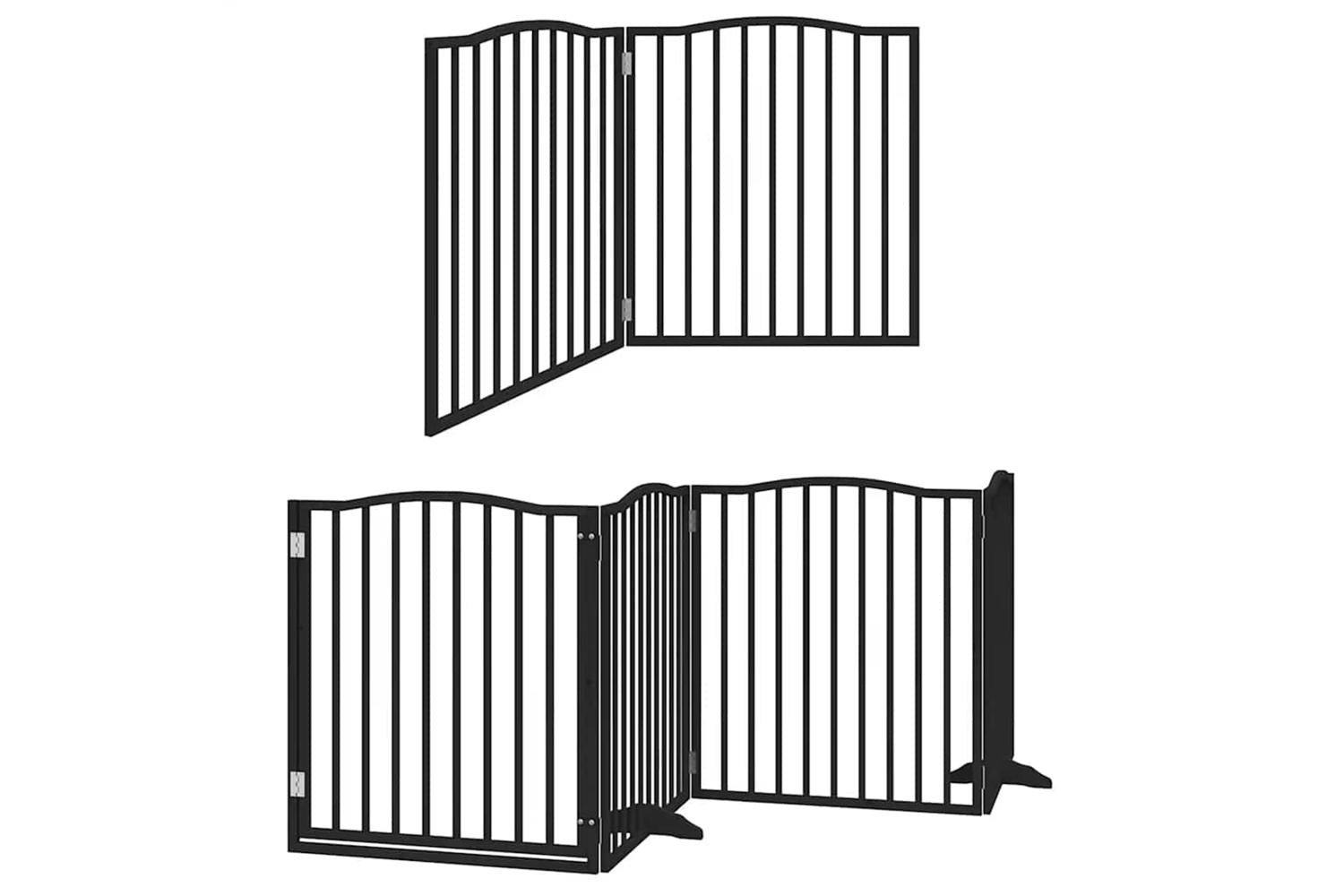 Vidaxl Dog Gate With Door Foldable 10 Panels Black 800 Cm Poplar Wood-3