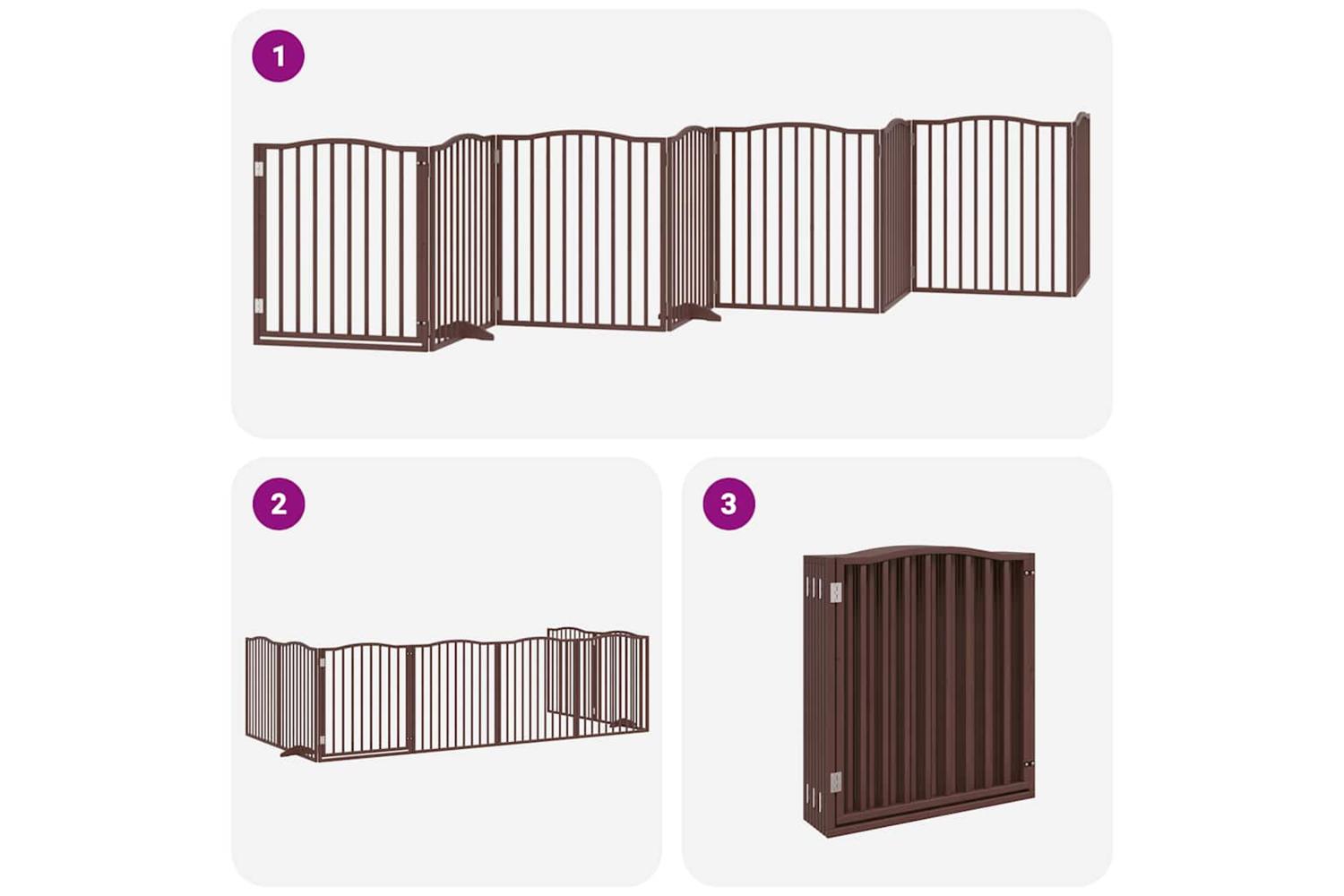 Vidaxl Dog Gate With Door Foldable 8 Panels Brown 640 Cm Poplar Wood-6