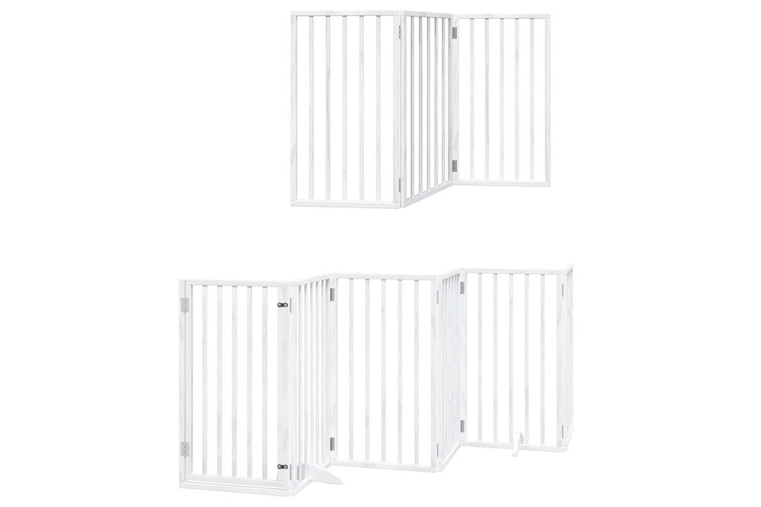 Vidaxl Dog Gate With Door Foldable 15 Panels White 750 Cm Poplar Wood-3