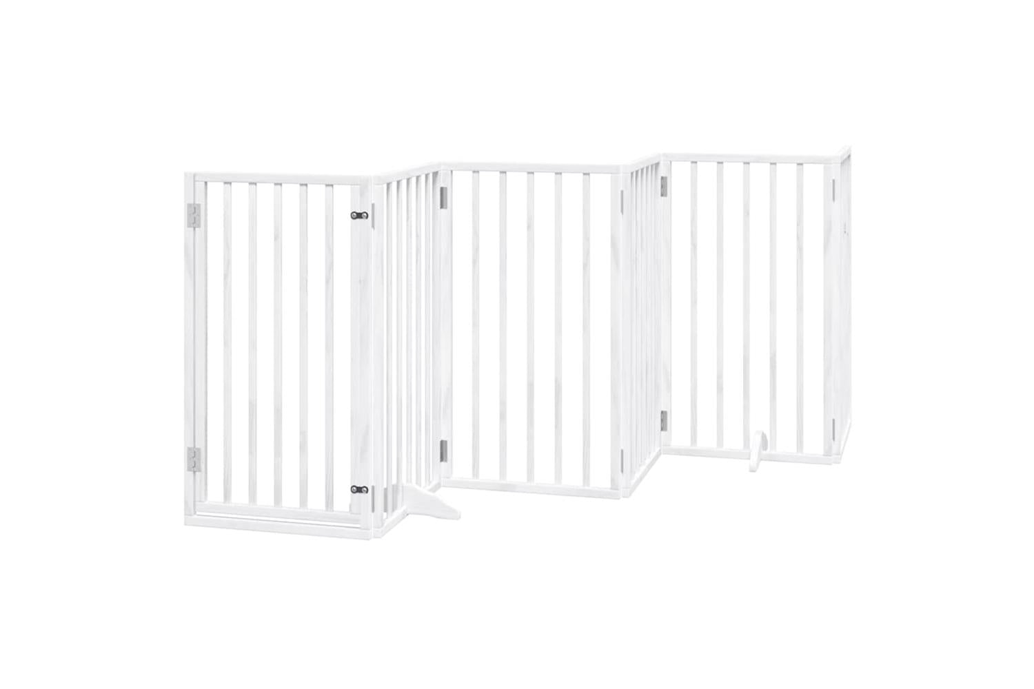 Vidaxl Dog Gate With Door Foldable 15 Panels White 750 Cm Poplar Wood-4