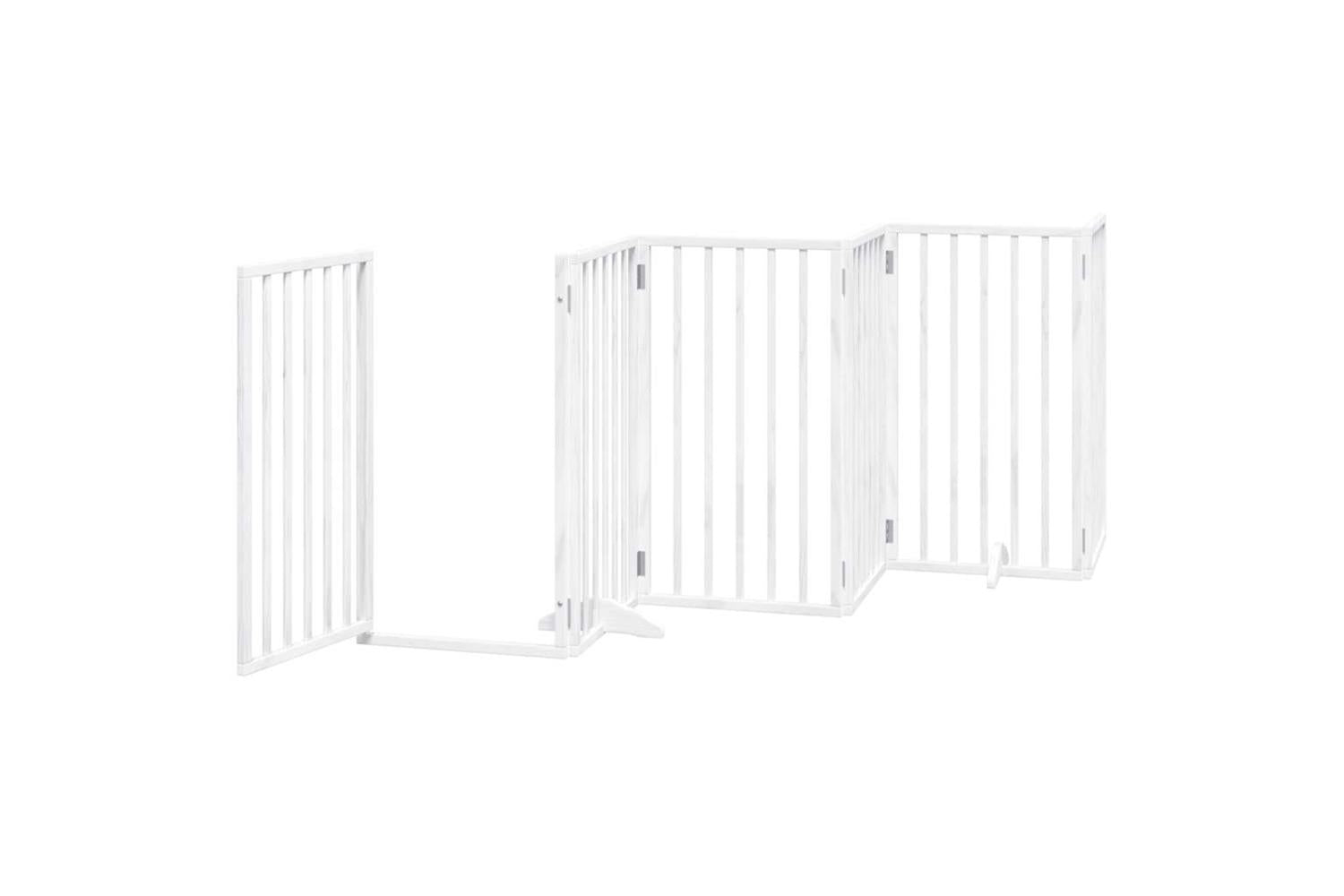 Vidaxl Dog Gate With Door Foldable 15 Panels White 750 Cm Poplar Wood-5