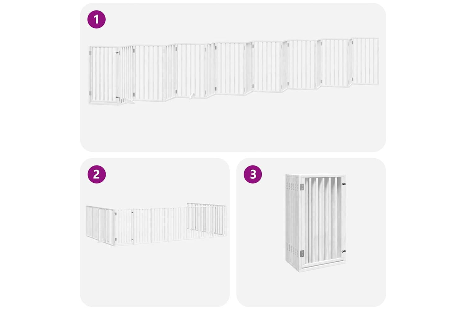 Vidaxl Dog Gate With Door Foldable 15 Panels White 750 Cm Poplar Wood-6