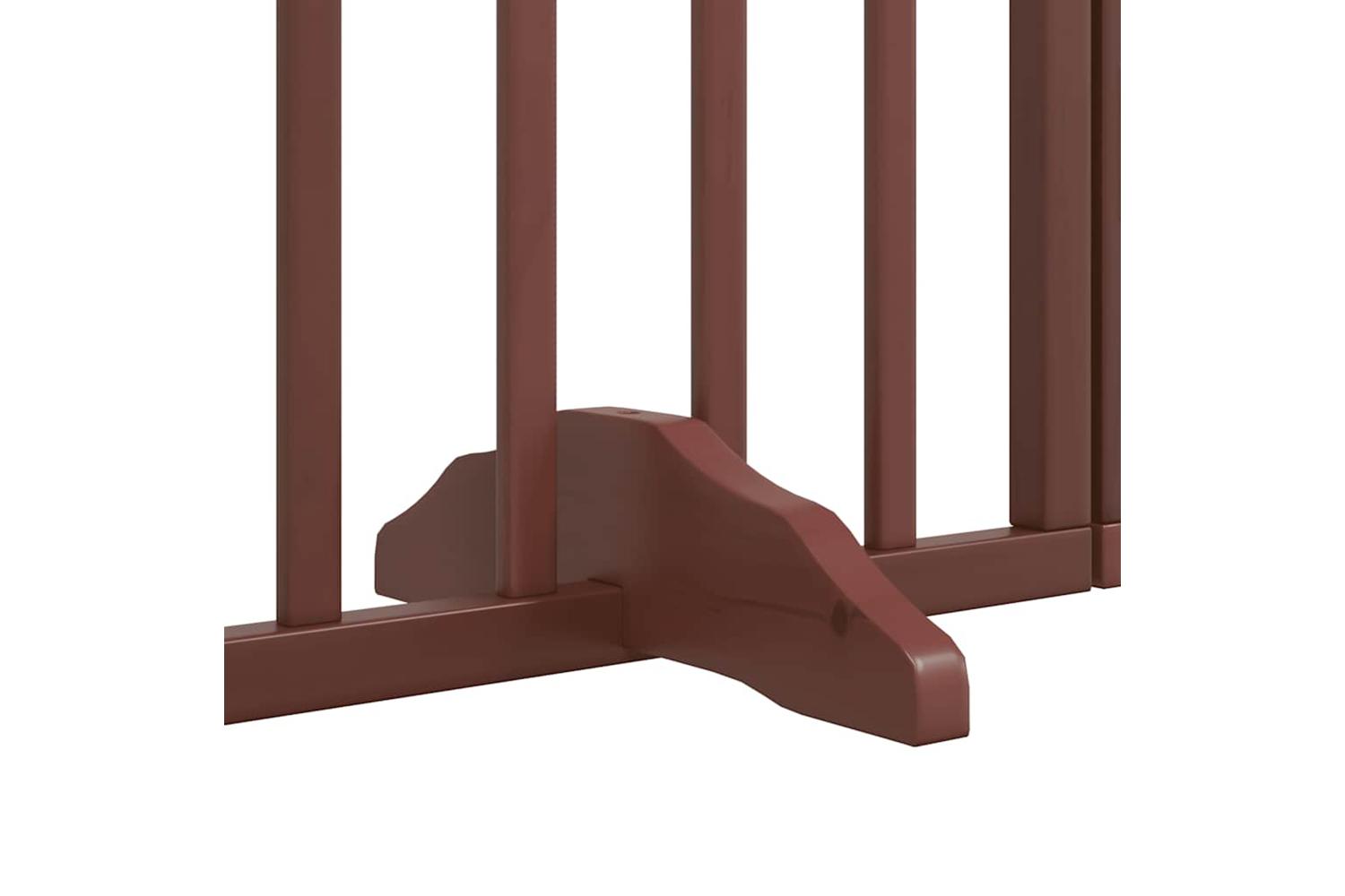 Vidaxl Dog Gate With Door Foldable 8 Panels Brown 640 Cm Poplar Wood-6