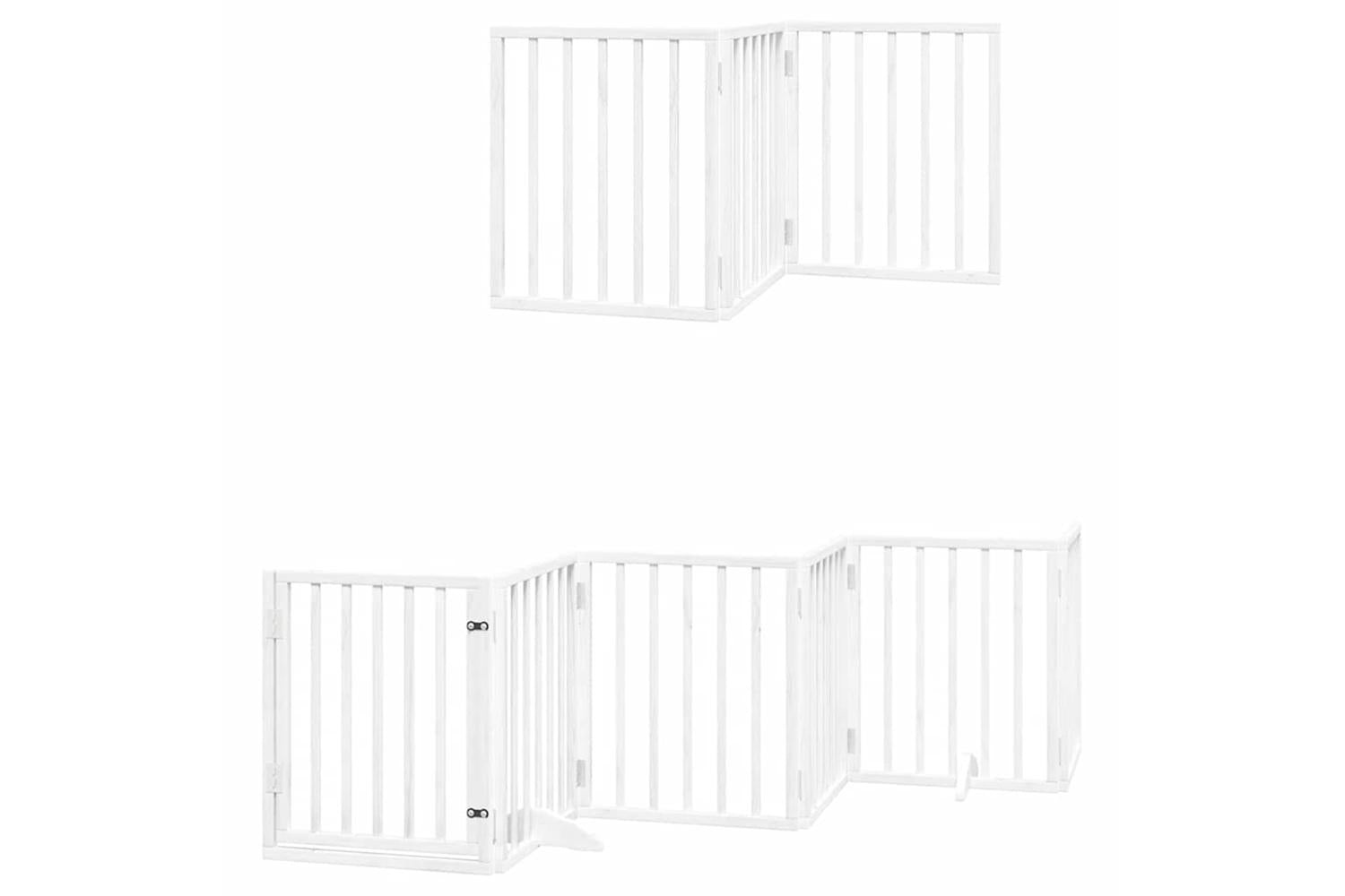 Vidaxl Dog Gate With Door Foldable 9 Panels White 450 Cm Poplar Wood-3