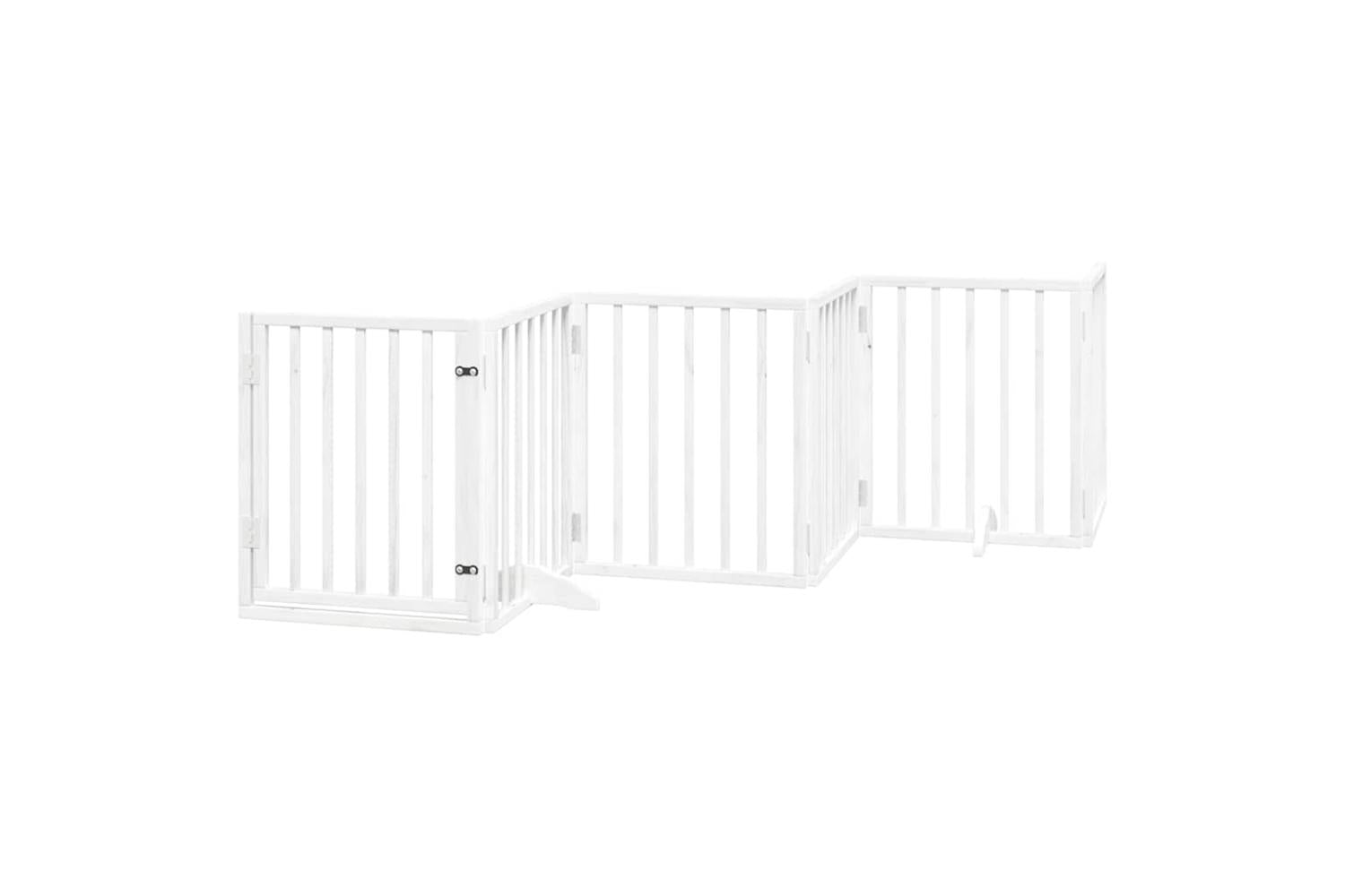 Vidaxl Dog Gate With Door Foldable 9 Panels White 450 Cm Poplar Wood-4