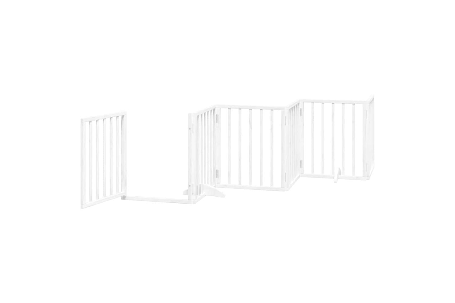 Vidaxl Dog Gate With Door Foldable 9 Panels White 450 Cm Poplar Wood-5