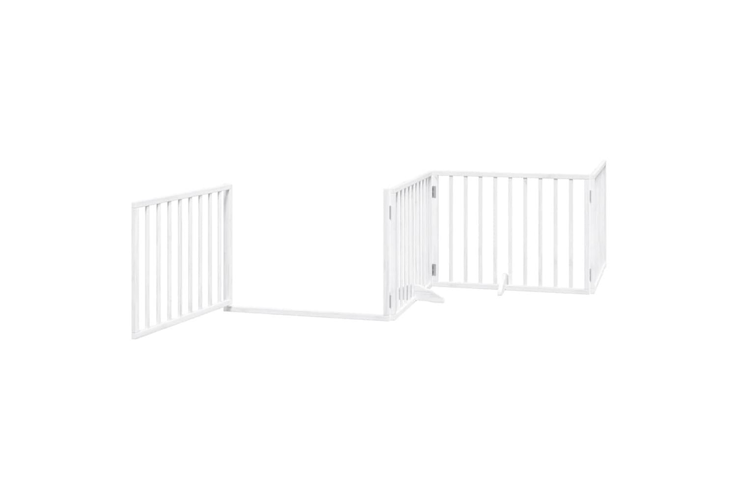 Vidaxl Dog Gate With Door Foldable 10 Panels White 800 Cm Poplar Wood-4