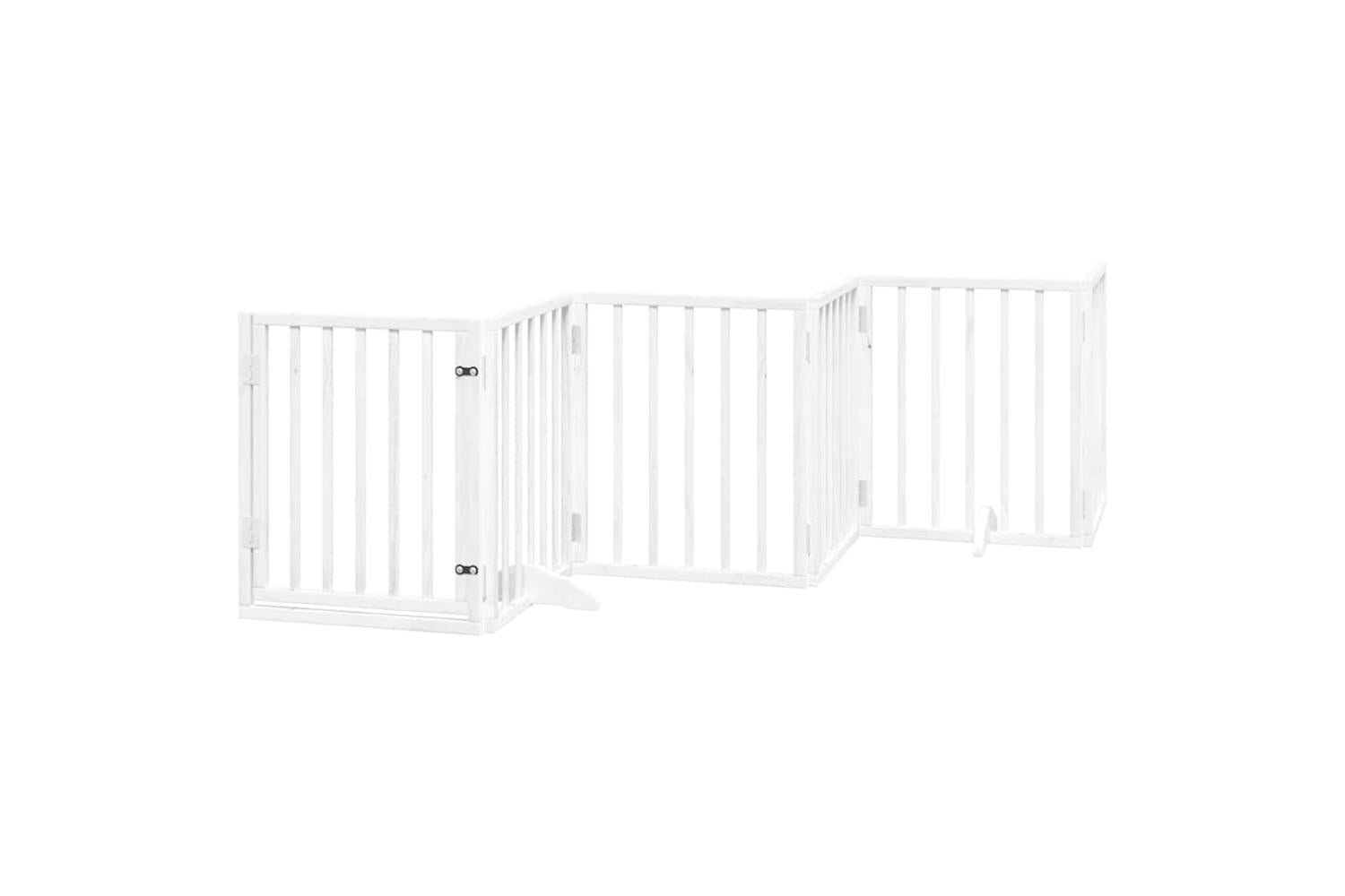 Vidaxl Dog Gate With Door Foldable 15 Panels White 750 Cm Poplar Wood-4