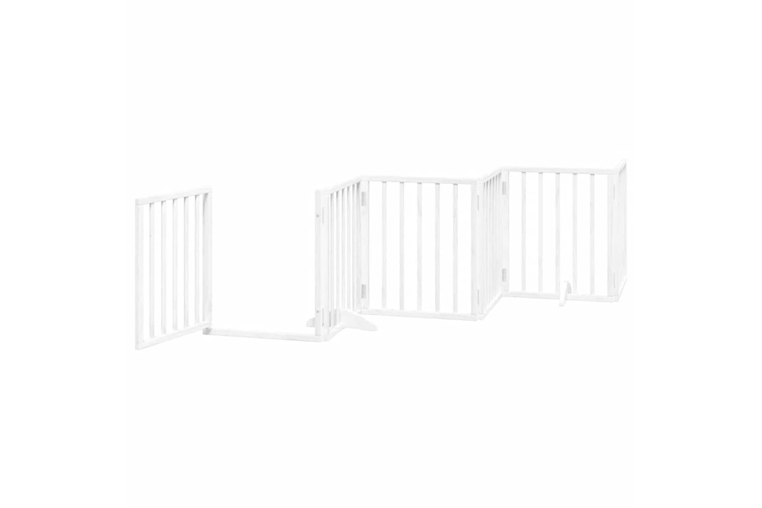 Vidaxl Dog Gate With Door Foldable 15 Panels White 750 Cm Poplar Wood-5