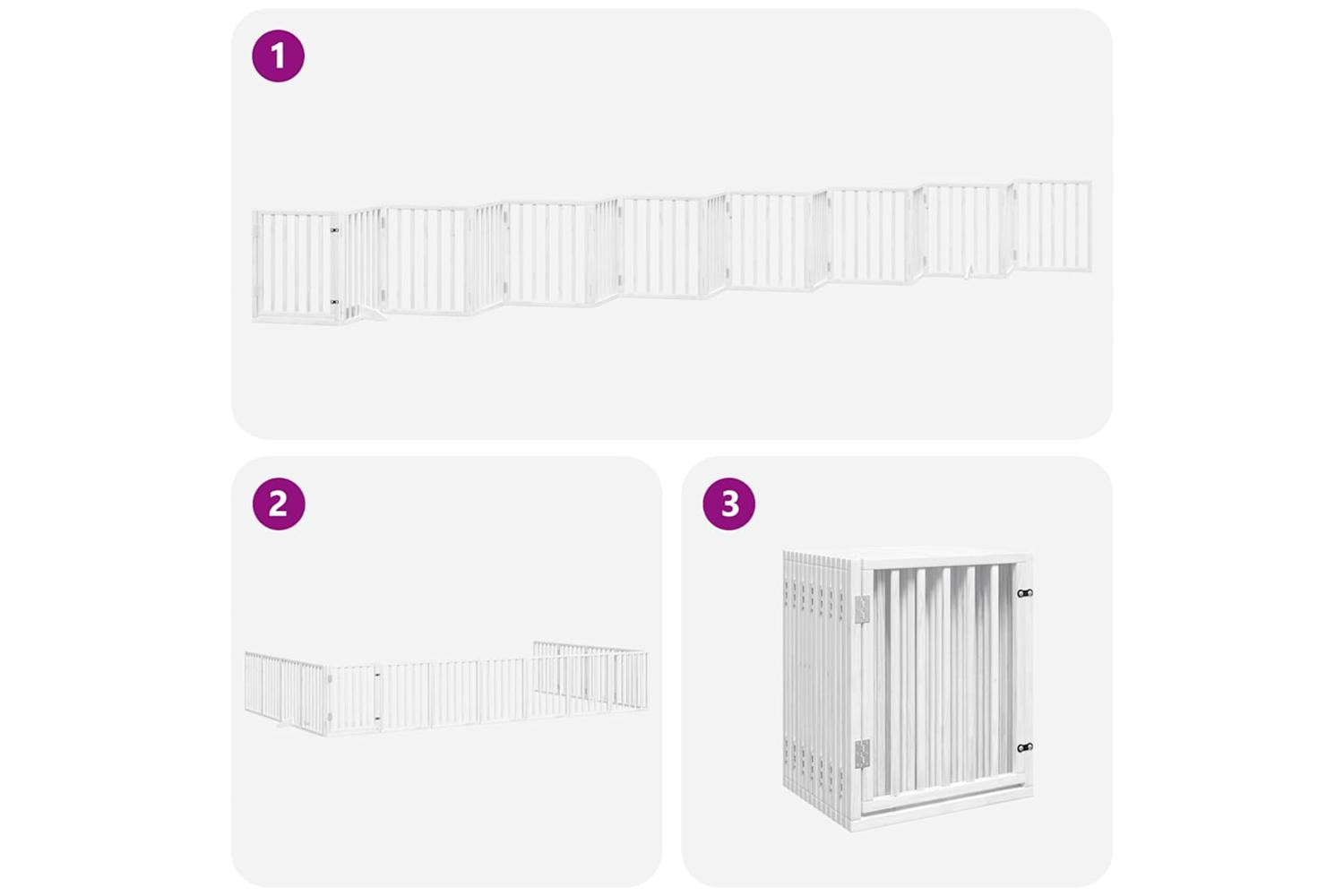 Vidaxl Dog Gate With Door Foldable 15 Panels White 750 Cm Poplar Wood-6
