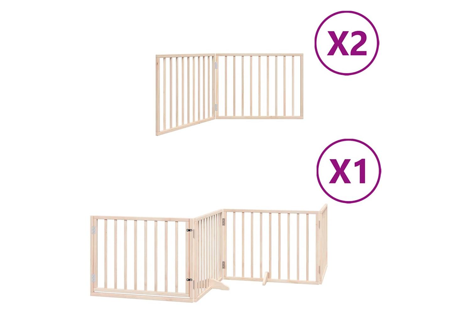 Vidaxl Dog Gate With Door Foldable 8 Panels 640 Cm Poplar Wood