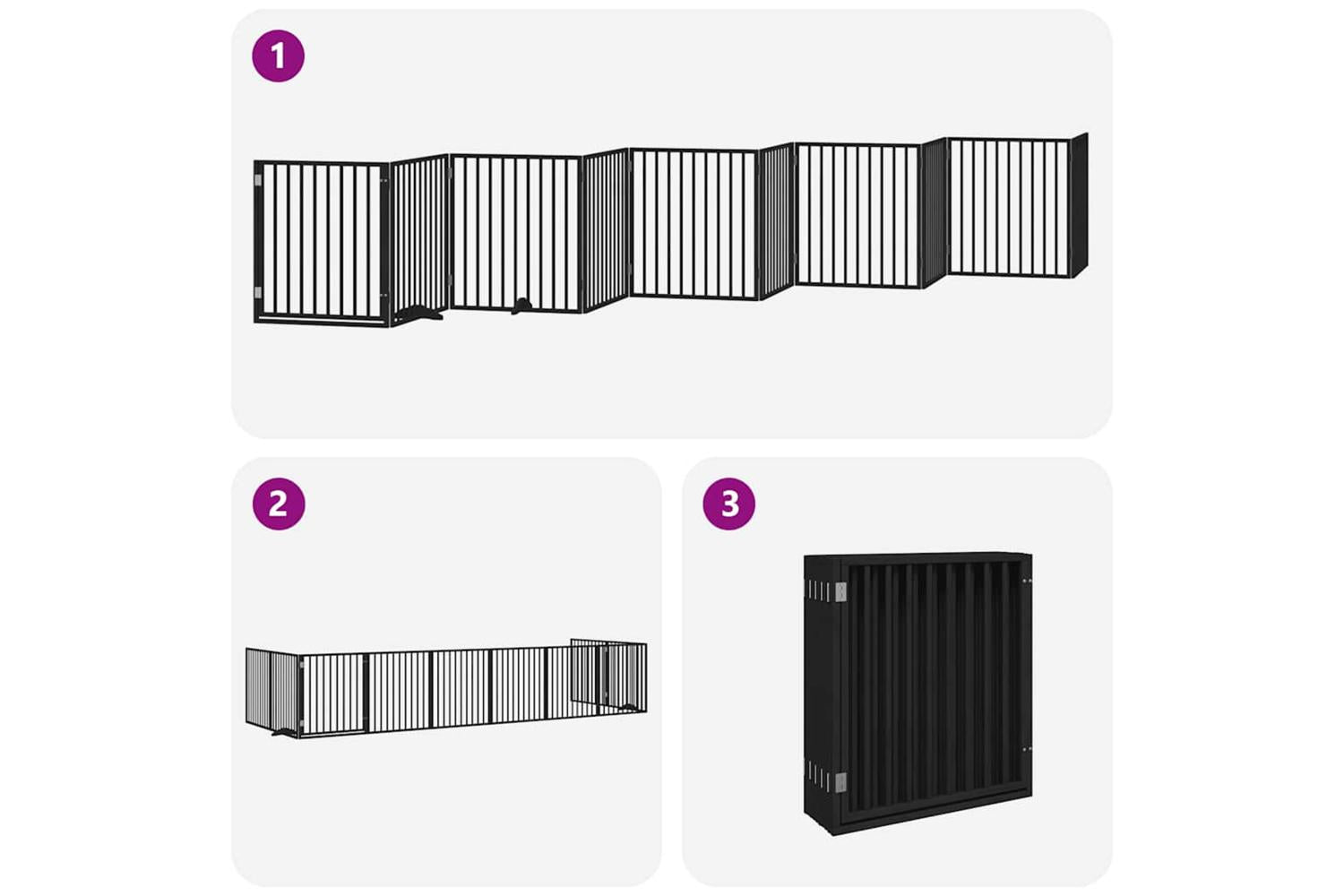 Vidaxl Dog Gate With Door Foldable 10 Panels Black 800 Cm Poplar Wood-5
