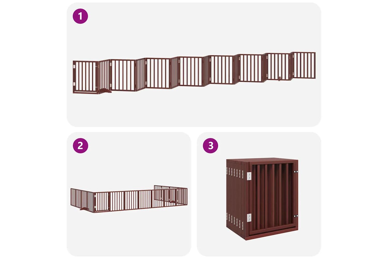 Vidaxl Dog Gate With Door Foldable 15 Panels Brown 750 Cm Poplar Wood-5