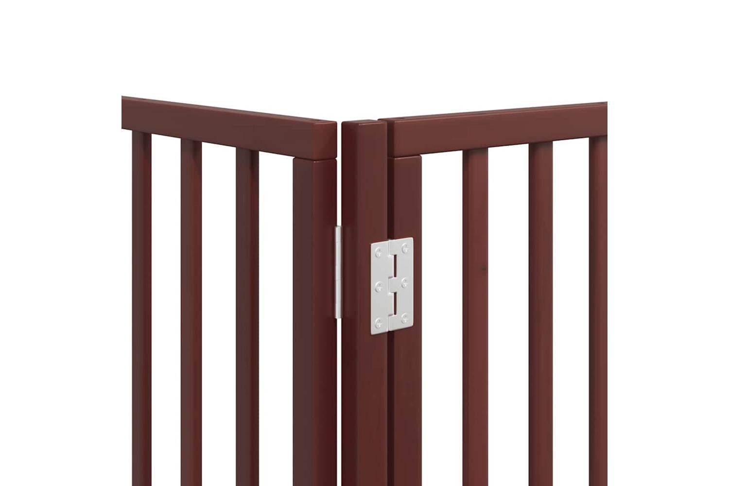 Vidaxl Dog Gate With Door Foldable 15 Panels Brown 750 Cm Poplar Wood-10
