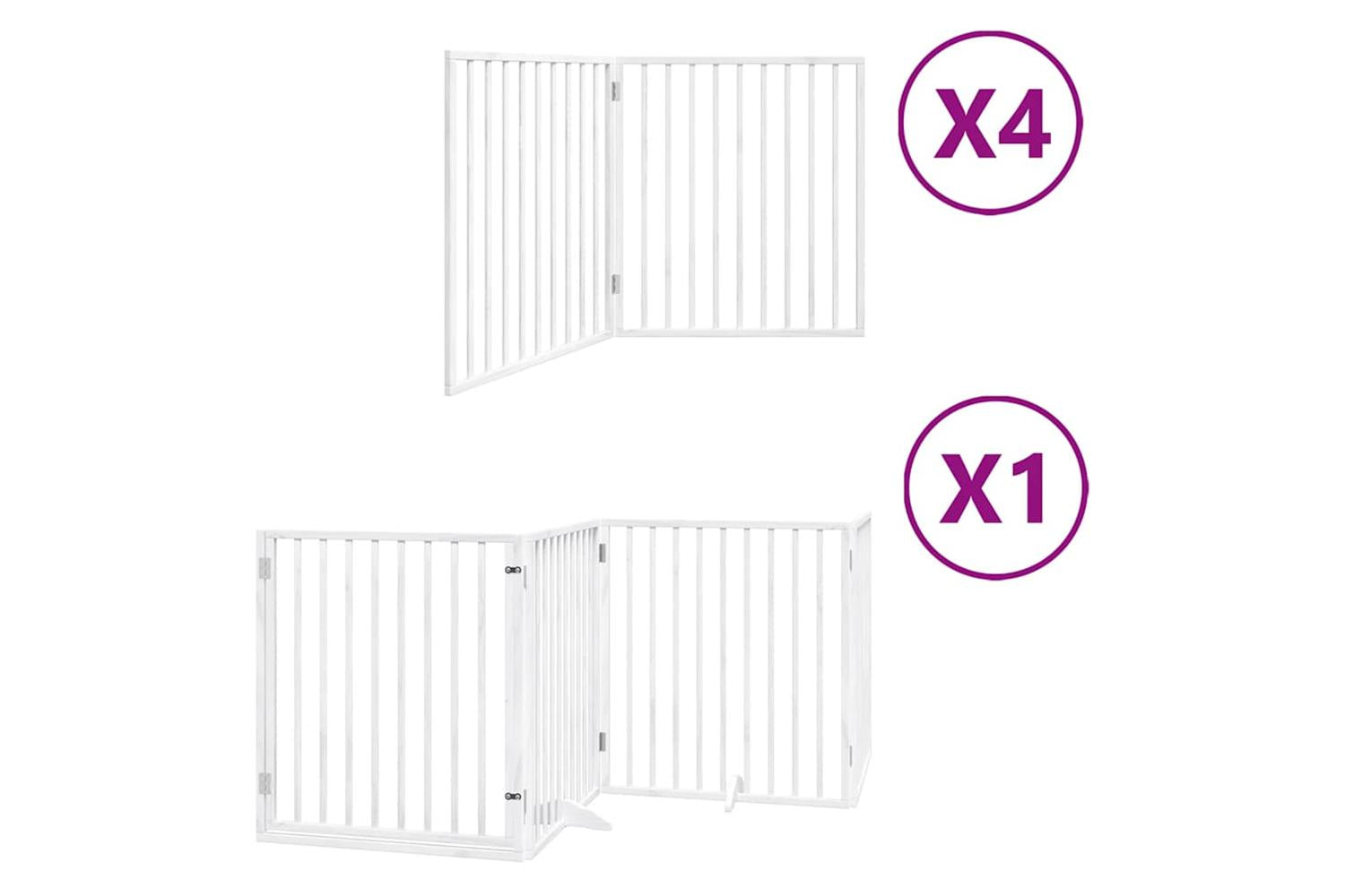 Vidaxl Dog Gate With Door Foldable 12 Panels White 960 Cm Poplar Wood-2