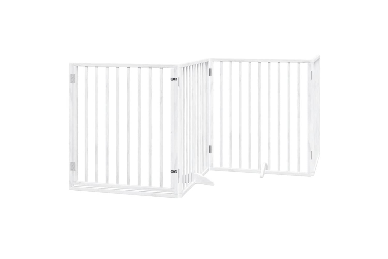 Vidaxl Dog Gate With Door Foldable 12 Panels White 960 Cm Poplar Wood-3
