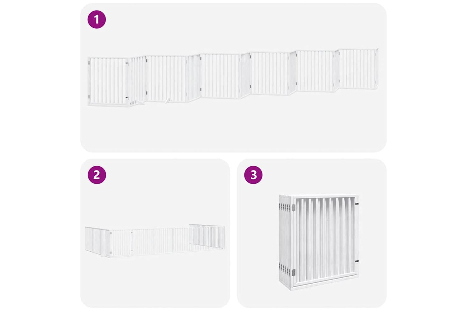 Vidaxl Dog Gate With Door Foldable 12 Panels White 960 Cm Poplar Wood-5
