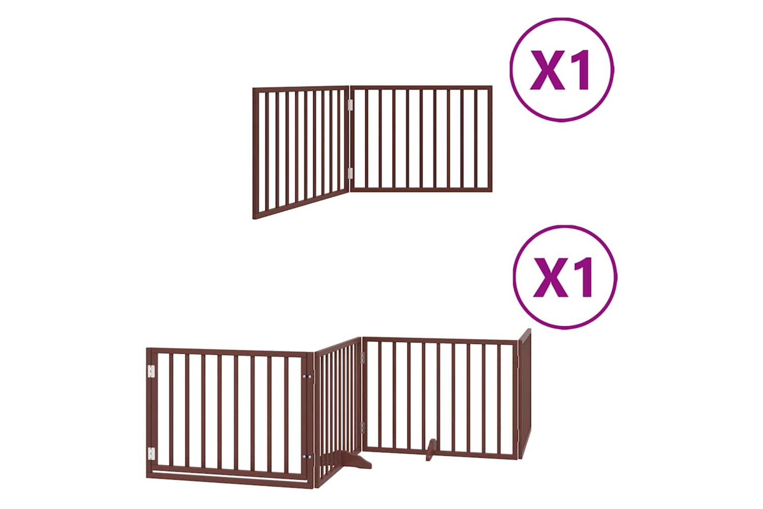 Vidaxl Dog Gate With Door Foldable 6 Panels Brown 480 Cm Poplar Wood-2