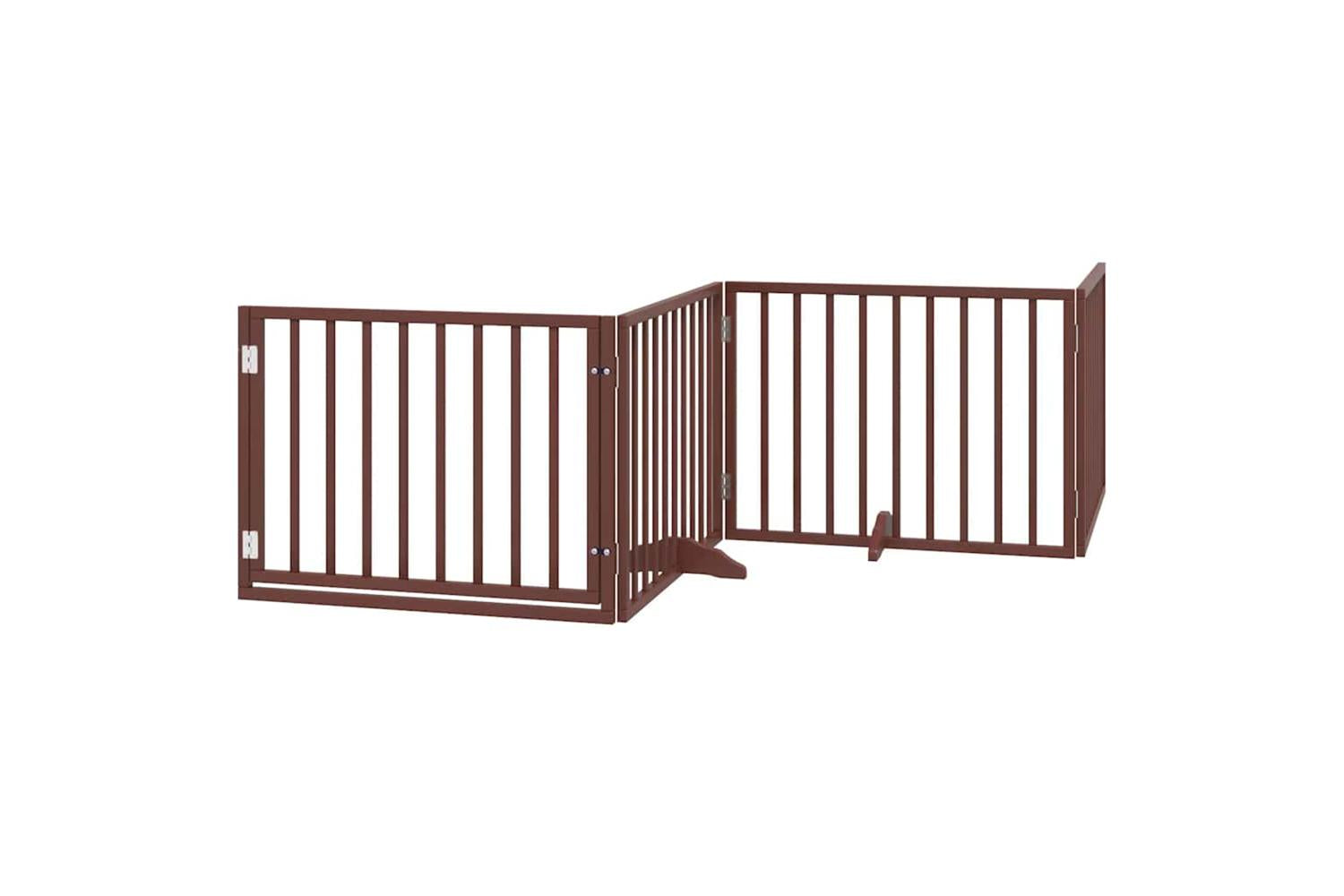 Vidaxl Dog Gate With Door Foldable 6 Panels Brown 480 Cm Poplar Wood-3