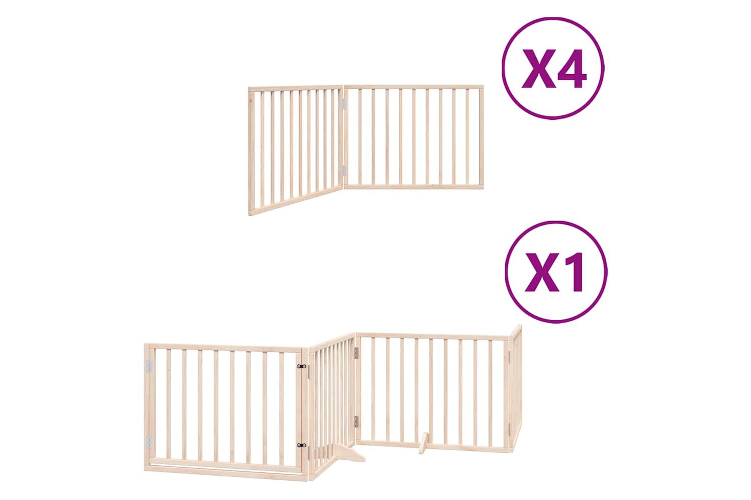 Vidaxl Dog Gate With Door Foldable 12 Panels 960 Cm Poplar Wood